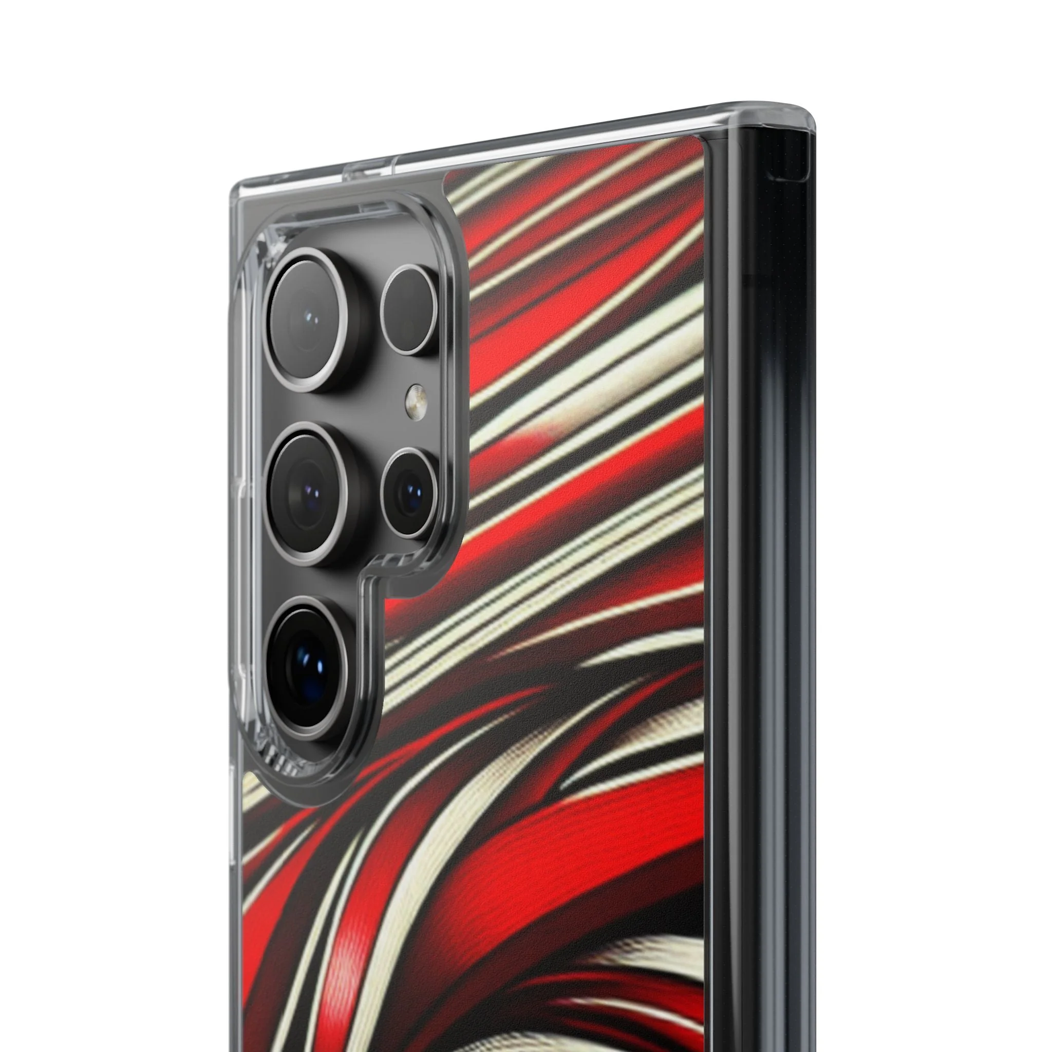 Red & White Swirl Abstract Clear Phone Case - Image 81