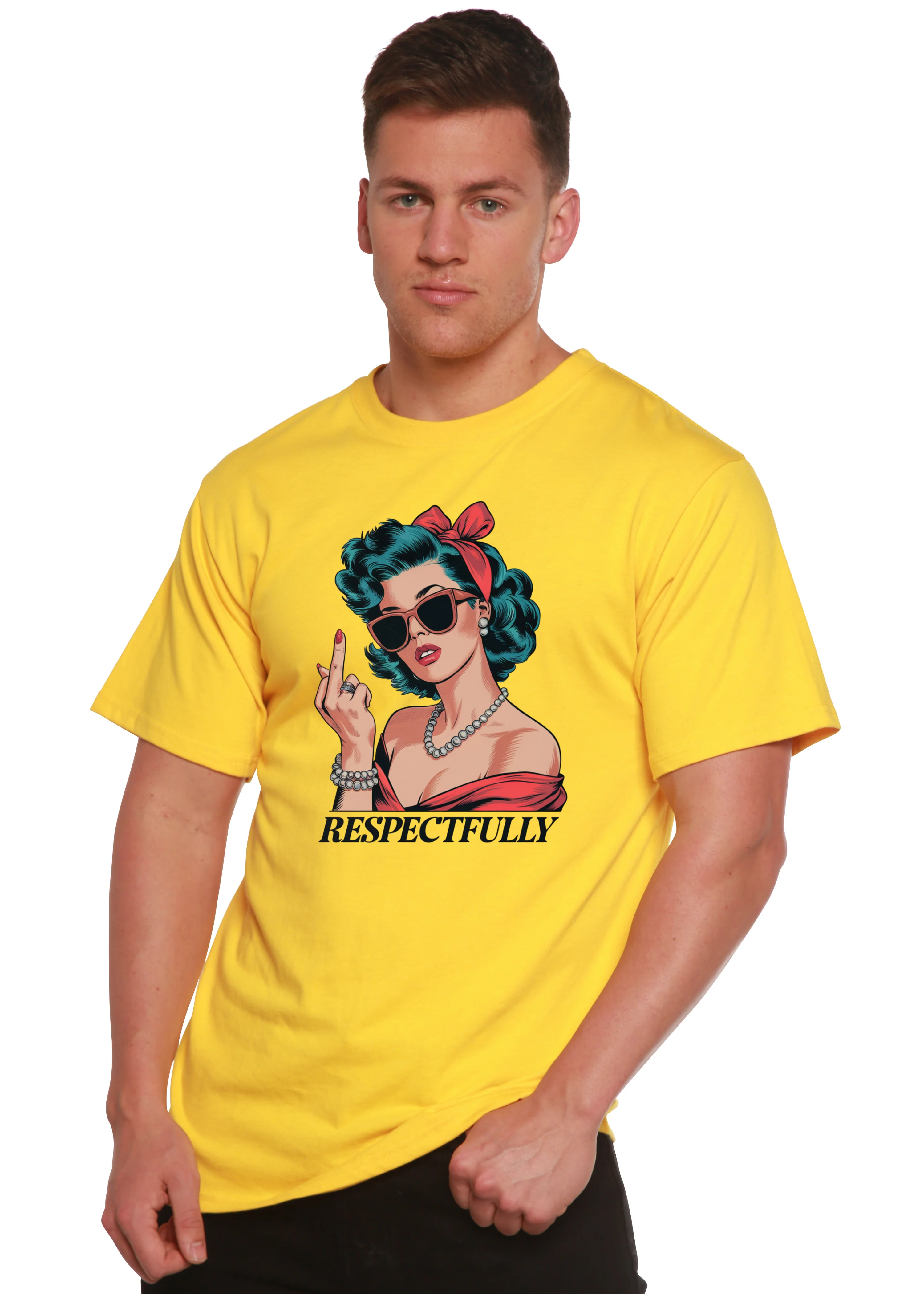 Respectfully Middle Finger Unisex Bamboo/Cotton Graphic T-Shirt - Image 5