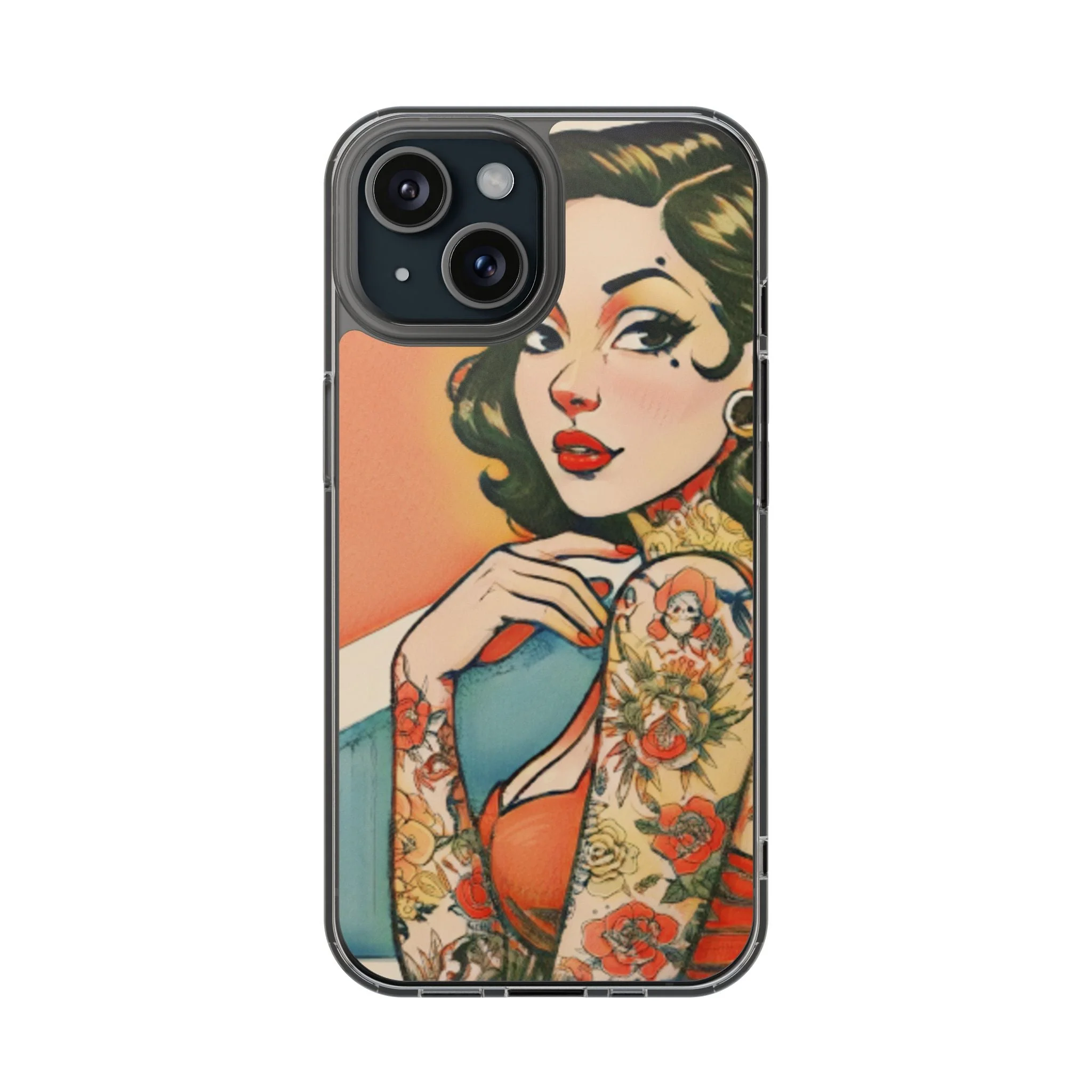 Retro Pin Up Clear Phone Case - Image 2