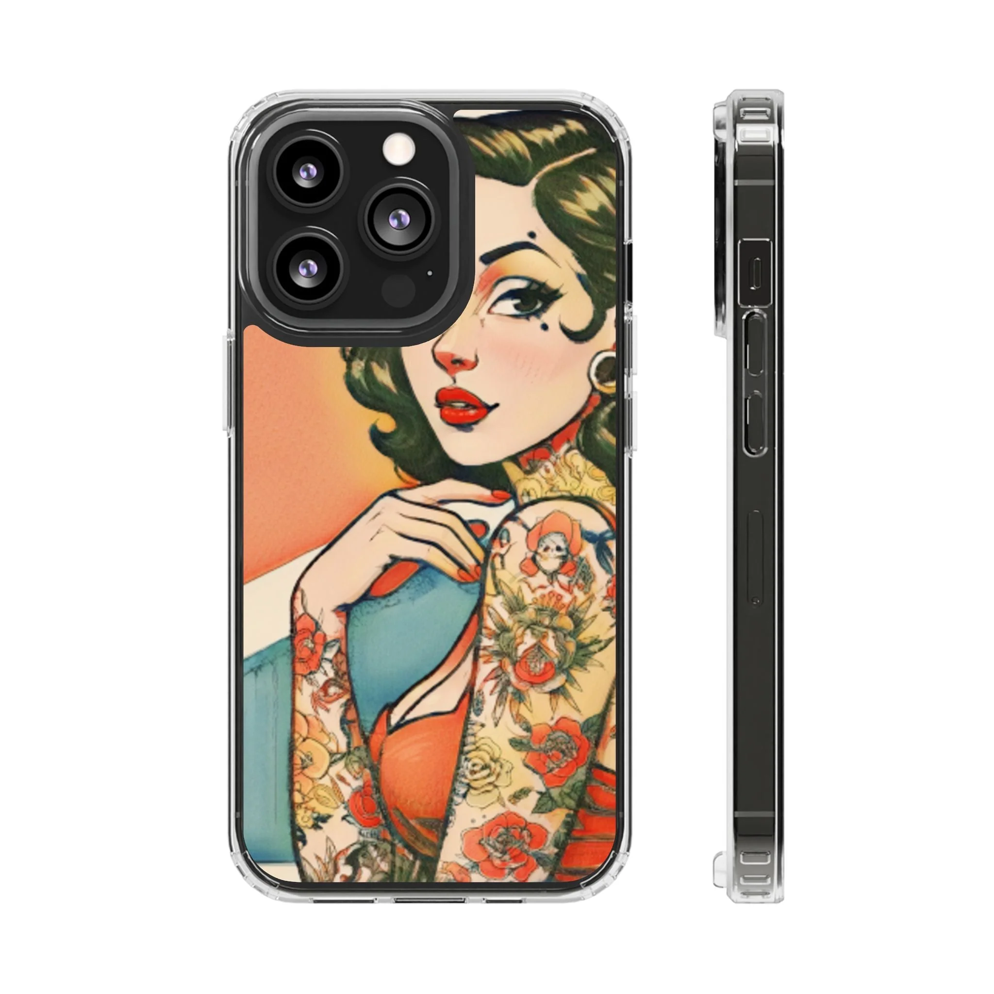 Retro Pin Up Clear Phone Case - Image 4