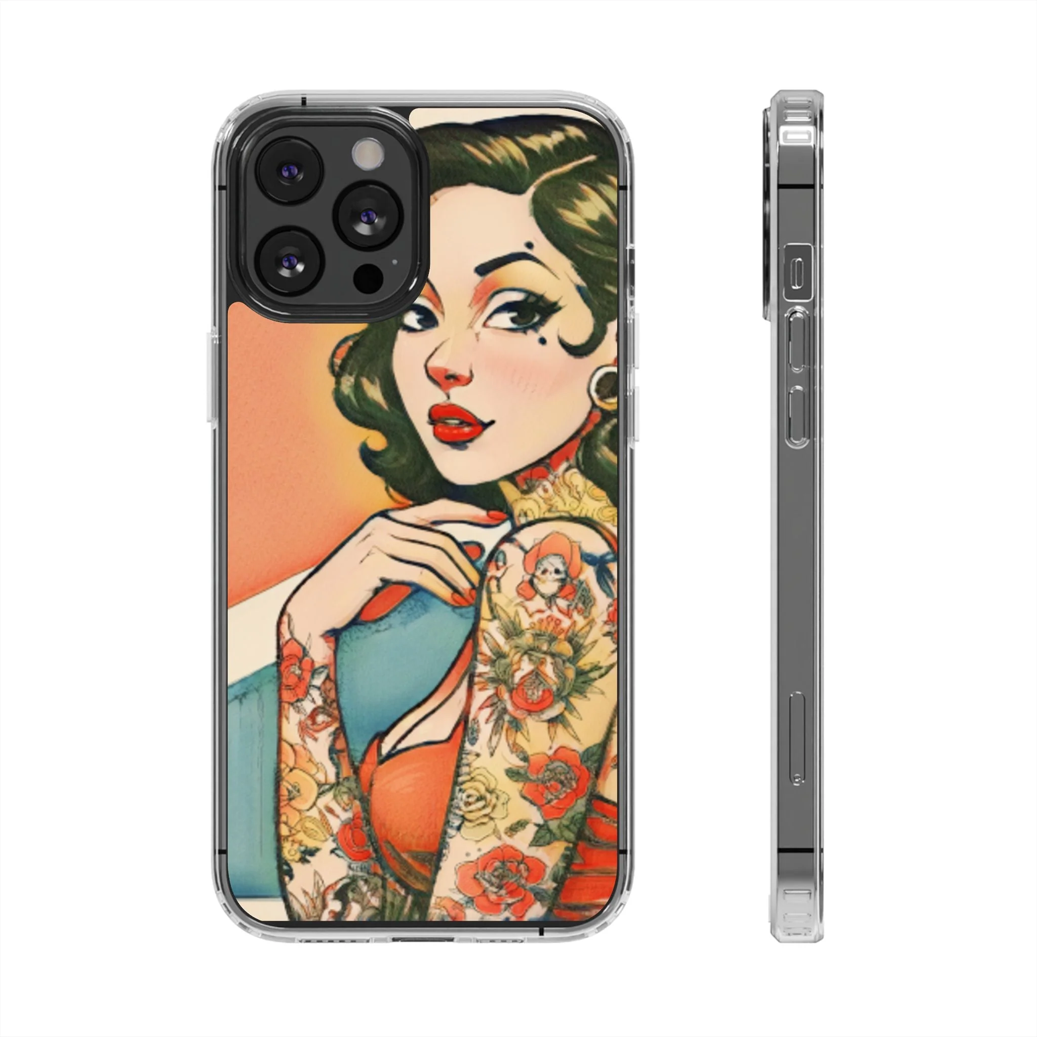 Retro Pin Up Clear Phone Case - Image 9