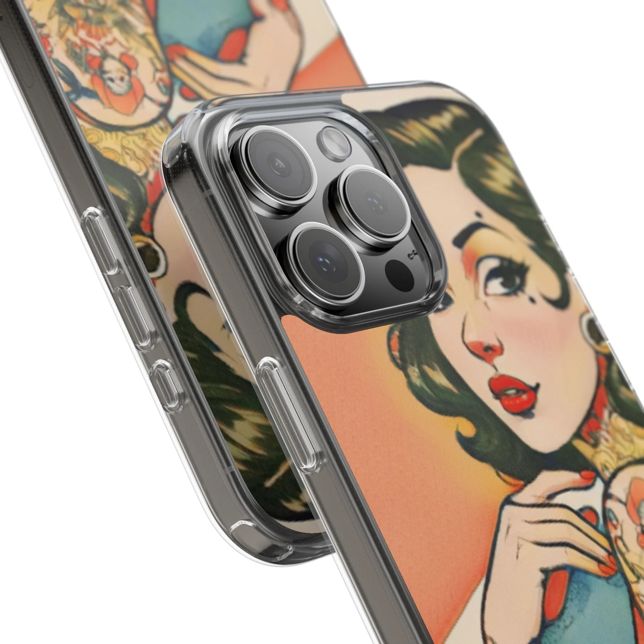 Retro Pin Up Clear Phone Case - Image 92
