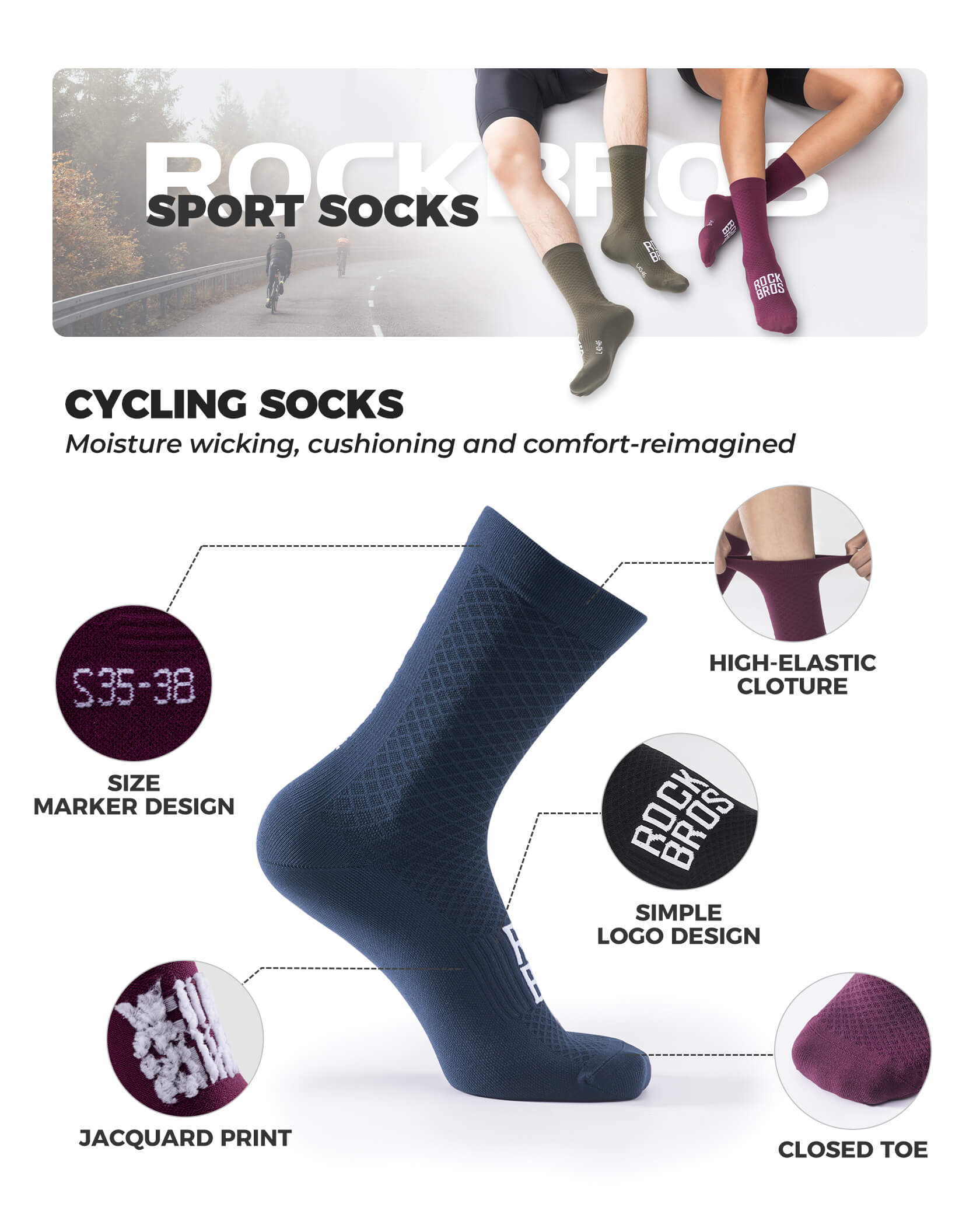ROAD-TO-SKY Breathable Cycling Socks - Image 17