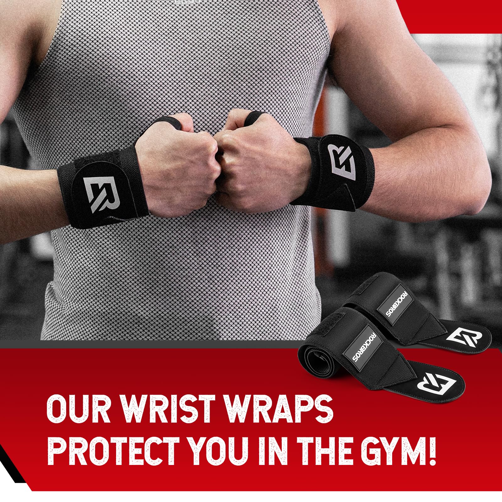 ROCKBROS 22” Wrist Wraps with Thumb Loop Premium Quality for Weightlifting - Image 3