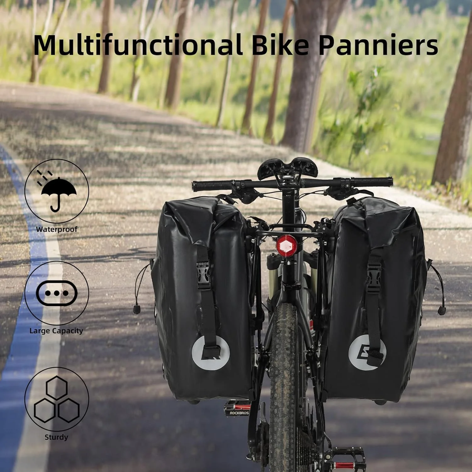 ROCKBROS 32L Waterproof Bike Pannier Durable Spacious Easy to Install - Image 3