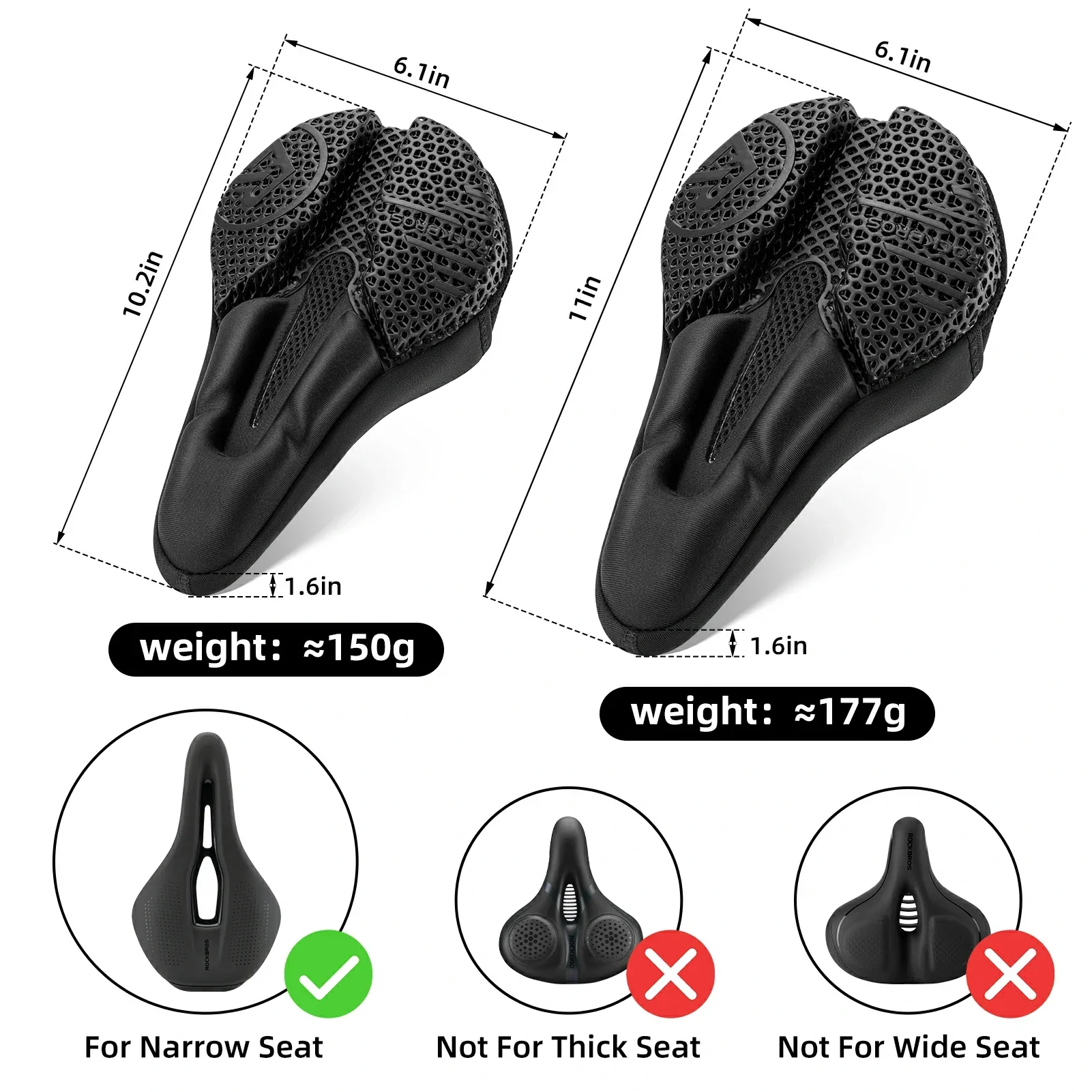 ROCKBROS 3D Printing Cushion Bike Seat Cover - Image 2