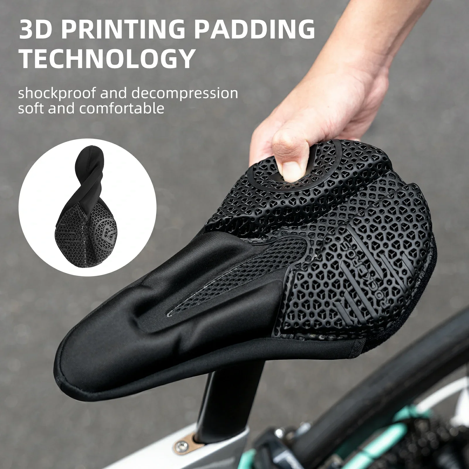 ROCKBROS 3D Printing Cushion Bike Seat Cover - Image 3
