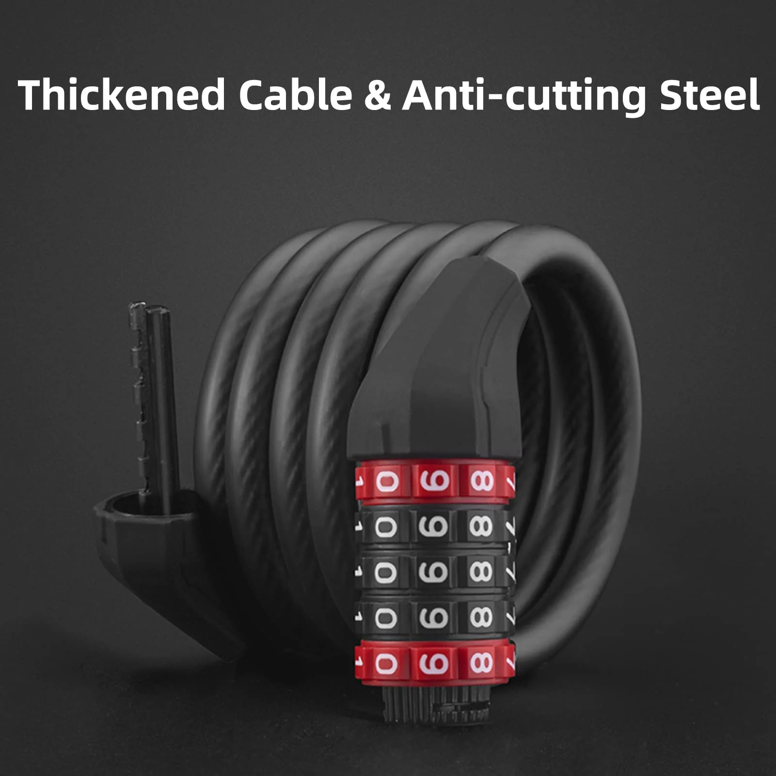 ROCKBROS 5-Digit Bike Lock Cable 70 Inch Combination Lock (5.9ft) - Image 3