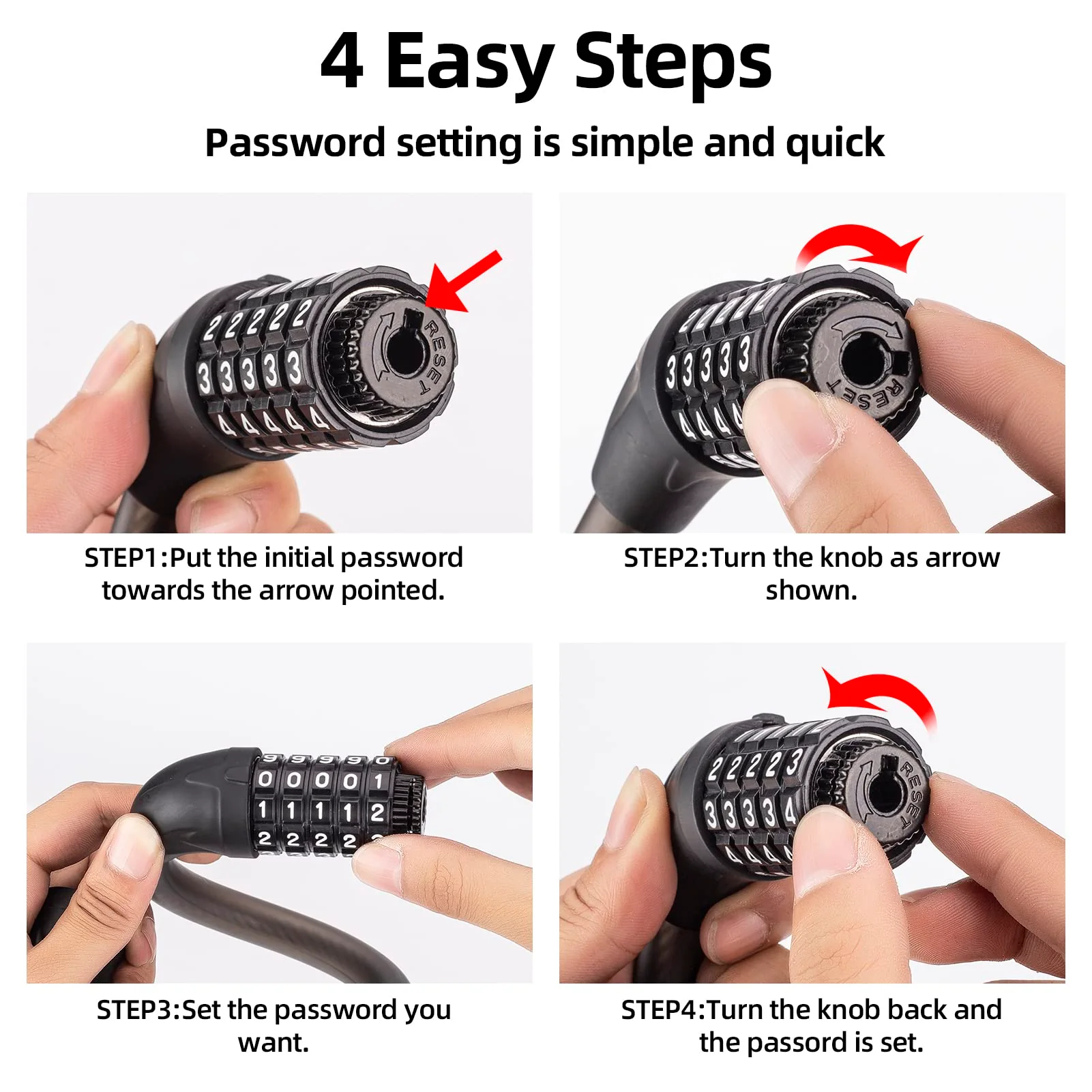 ROCKBROS 5-Digit Combination Bike Lock Lightweight Anti-Theft Cable Black - Image 6