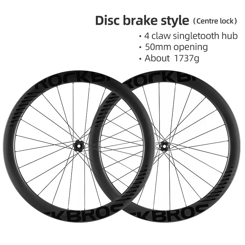 ROCKBROS 700c Carbon Fiber Disc Rim 38/50/65 mm 1.6-1.7 kg Clincher Wheelset - Image 11