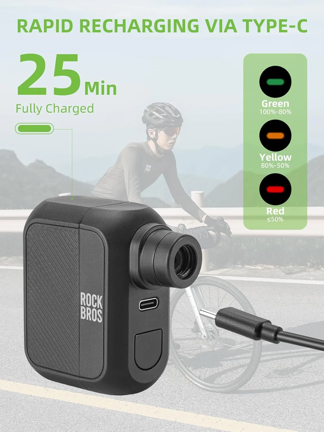 ROCKBROS AS110 Mini Electric Bike Tire Pump 100PSl - Image 5