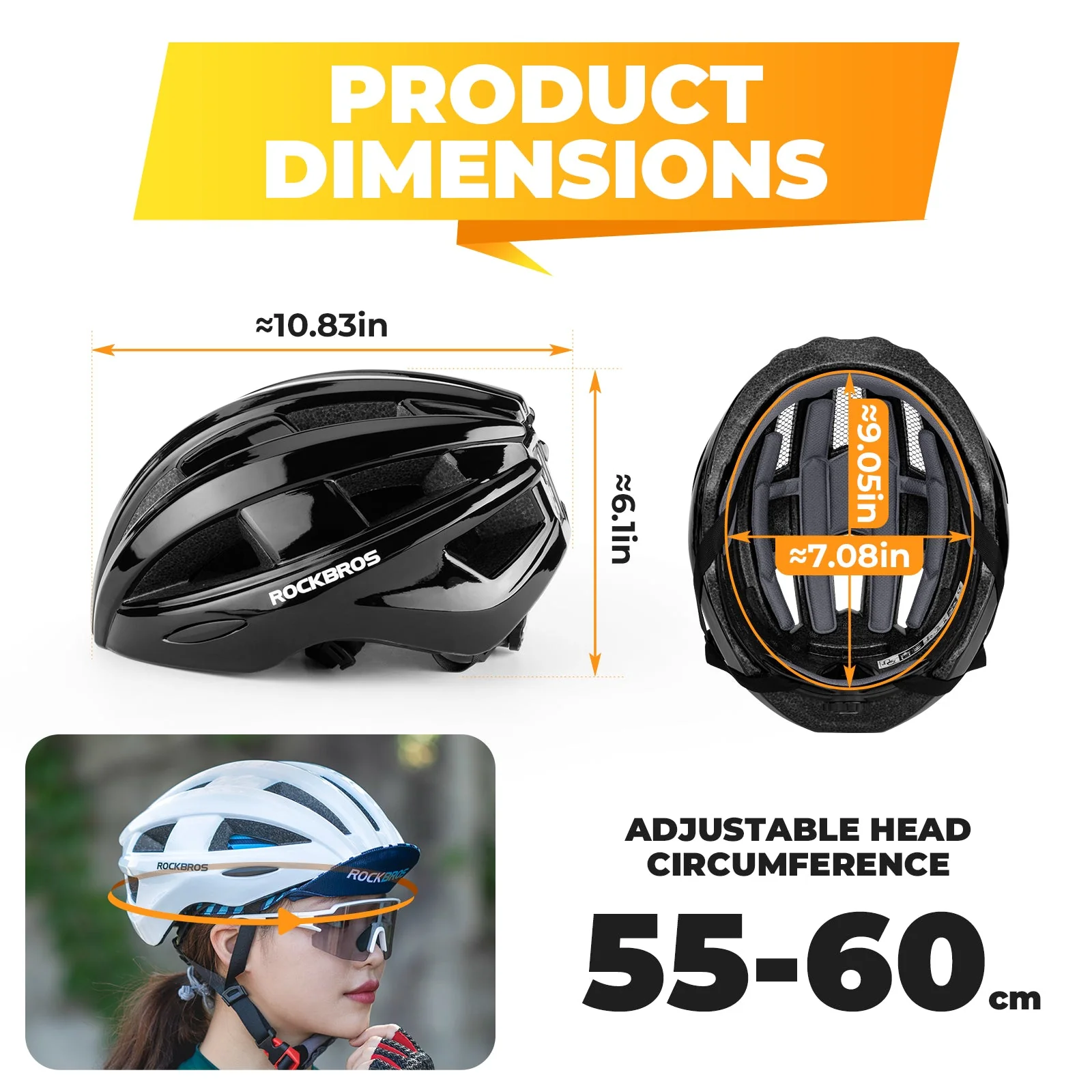 ROCKBROS Bicycle Helmet MTB Road Cycling Rear Light s Integrally-molded EPS+PC Ultralight - Image 7