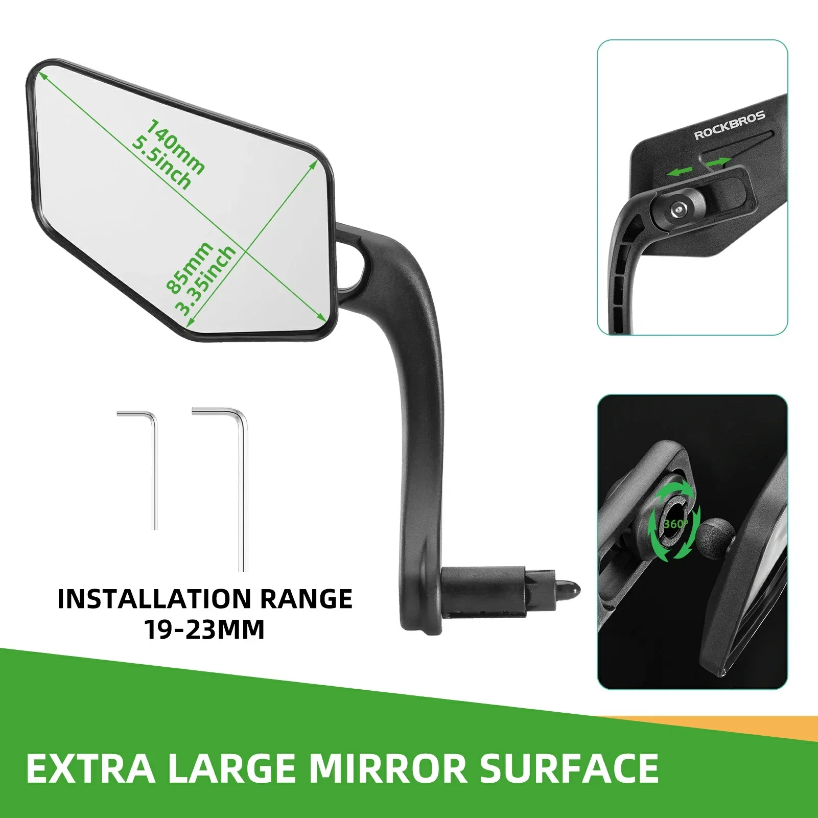 ROCKBROS Bike 360° Adjustable Handlebar Mount Bar End Mirror - Image 4
