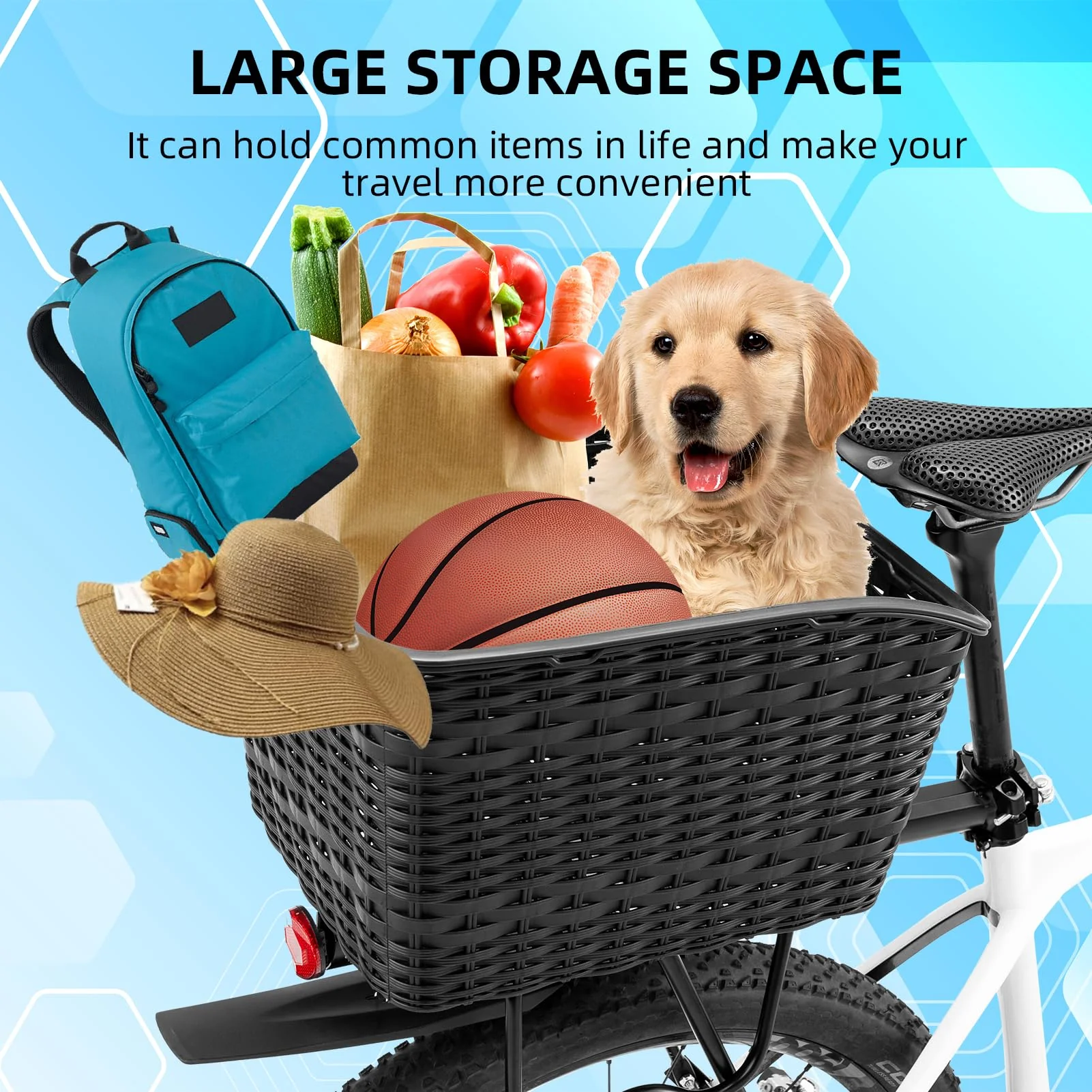 ROCKBROS Bike Basket Rear Durable 30L Lightweight Cargo Basket Easy to Install - Image 2