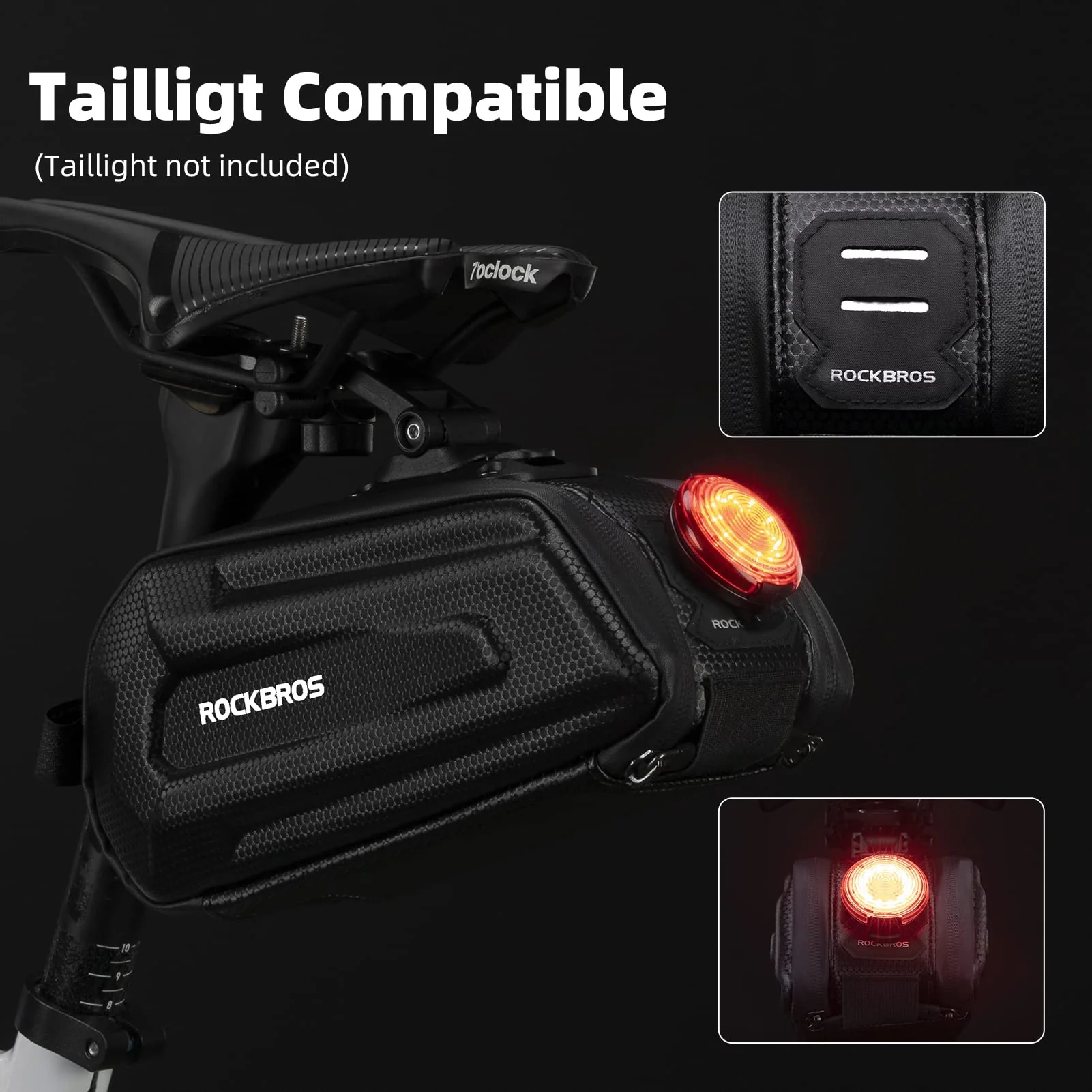ROCKBROS Bike Bicycle 1.7L Saddle Seat Bag 3D Hard Shell with Silver Reflective Strip - Image 6
