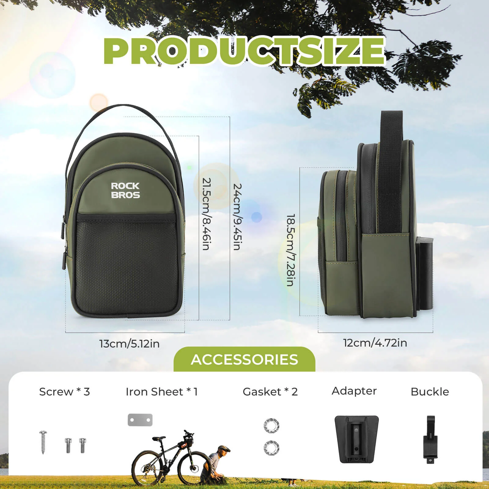 ROCKBROS Bike Handlebar Bag 1.8L For Folding Bike - Image 5