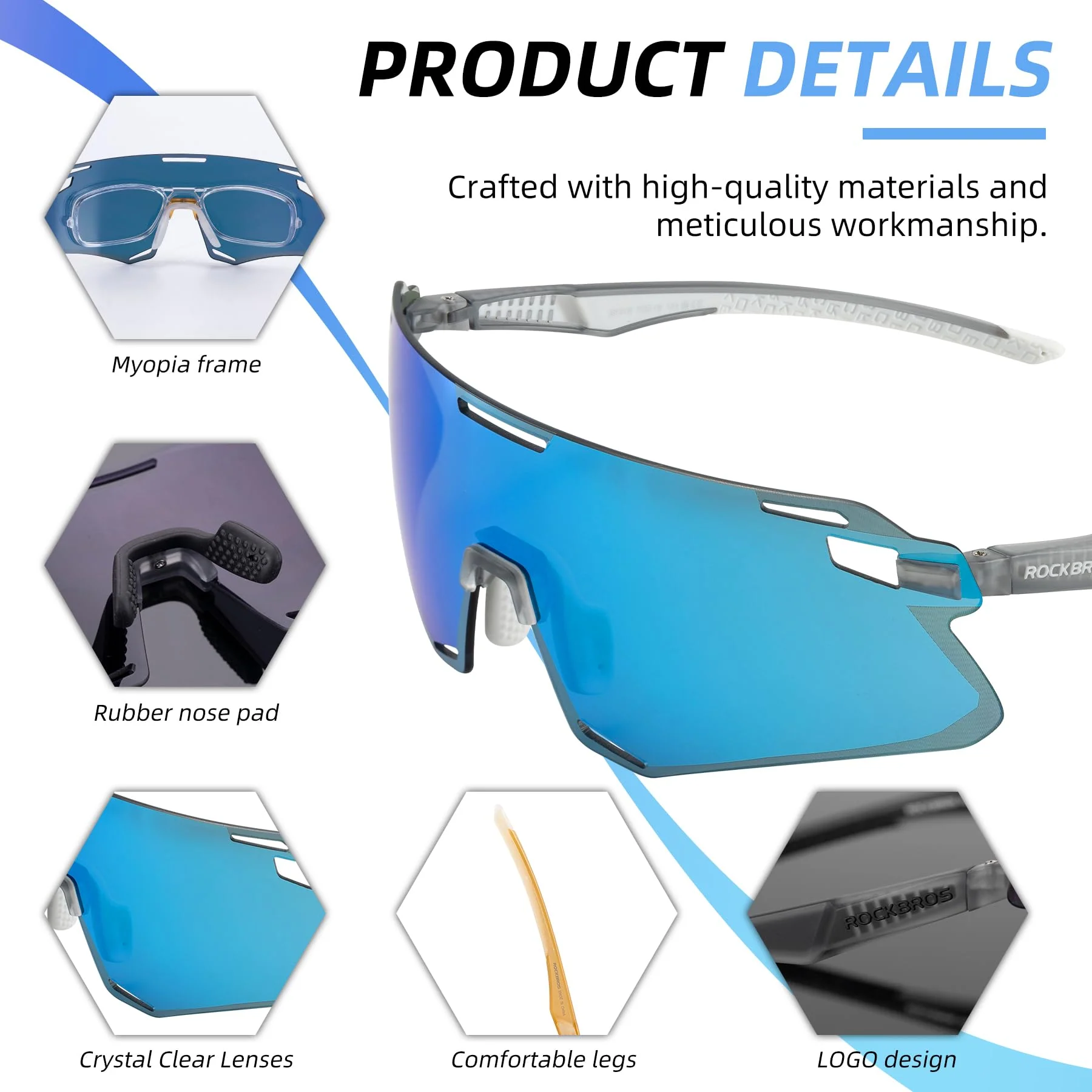 ROCKBROS Cycling GlassesMTB Biking Sports Sunglasses with Anti Blue Lenses Men - Image 18