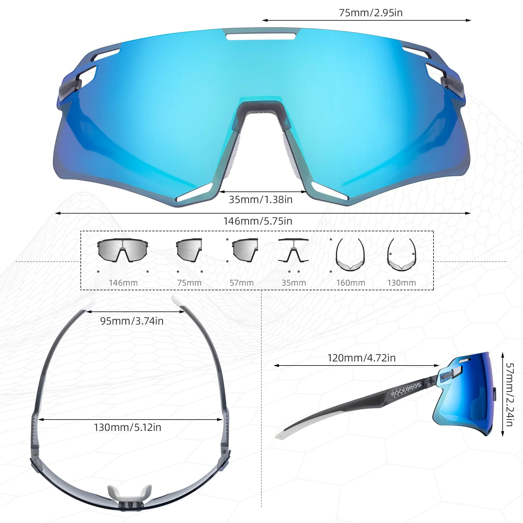 ROCKBROS Cycling GlassesMTB Biking Sports Sunglasses with Anti Blue Lenses Men - Image 20
