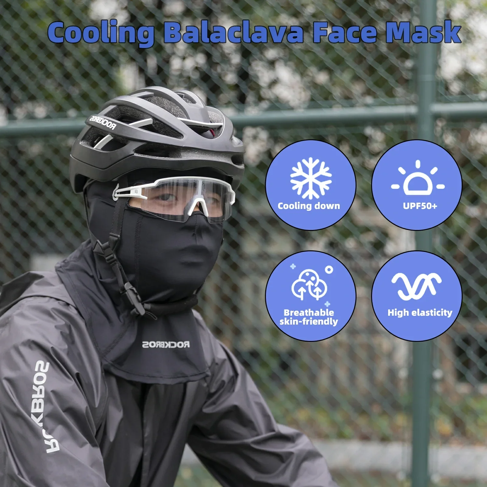 ROCKBROS Face Mask Cooling Neck Gaiter Breathable Face Covering Summer Balaclava - Image 3