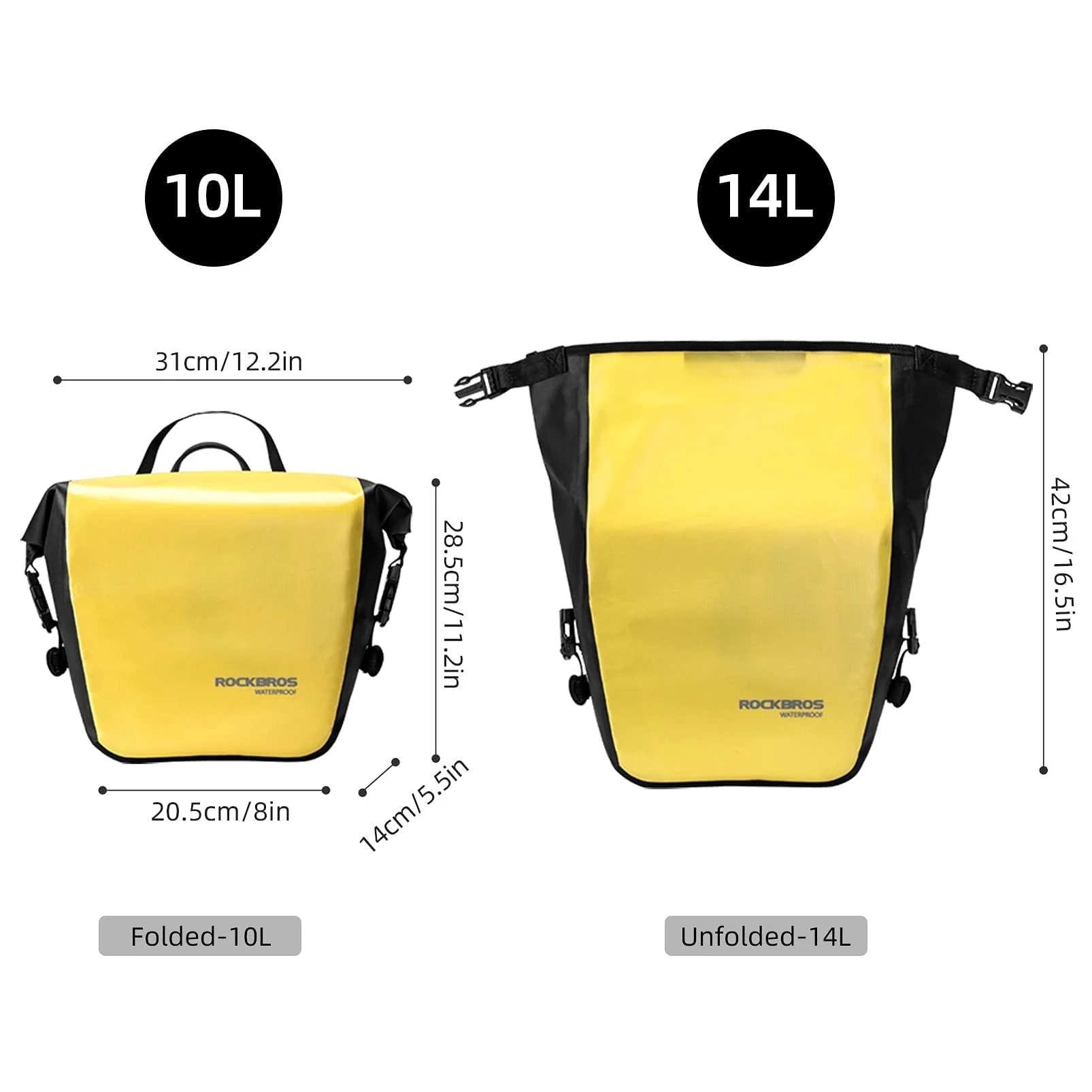 ROCKBROS Front Roller Panniers Bag Sturdy with Handle Shoulder Strap 1 Pair - Image 13