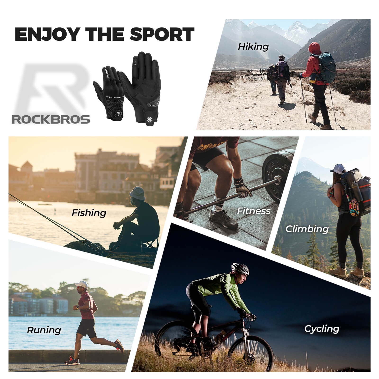ROCKBROS Full Finger Cycling Gloves Touchscreen Breathable Flexible Padded - Image 5