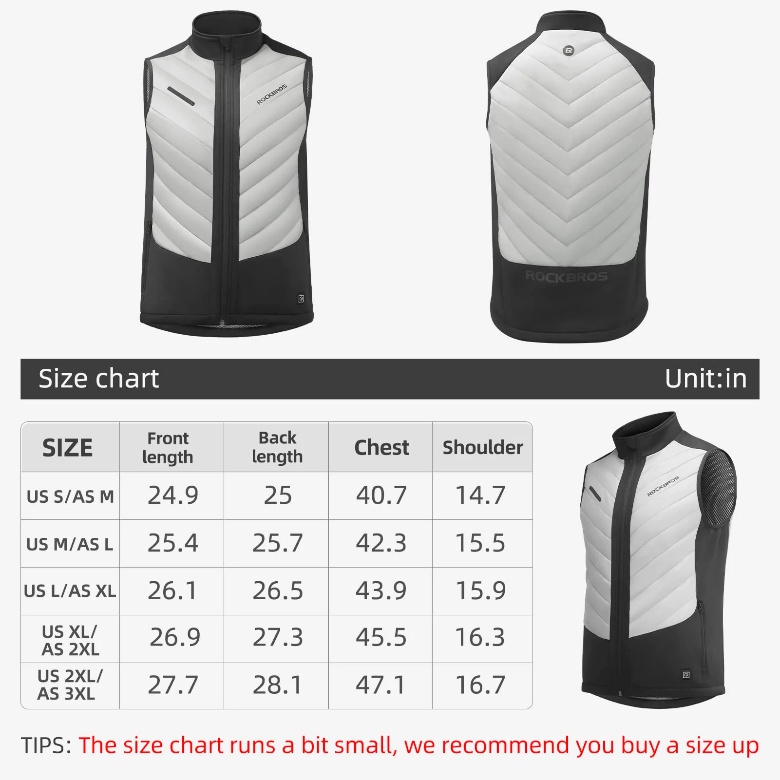 ROCKBROS Heated Vest â Fast Heating, 5 Zones, Unisex, Washable - Image 4