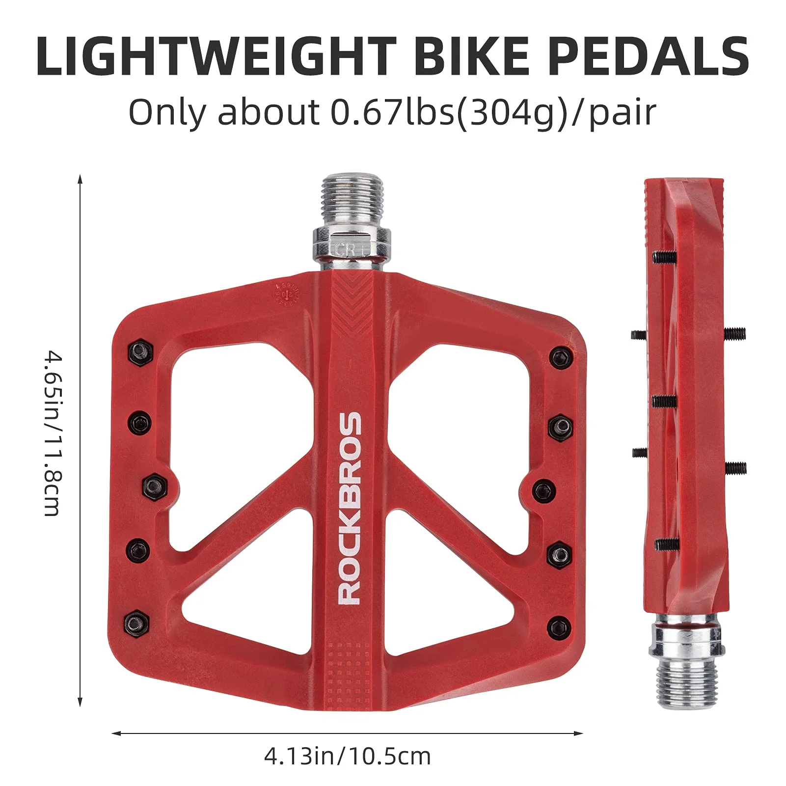 ROCKBROS Mountain Bike Pedals Lightweight Nylon DU Bearing 9/16" MTB Flat Bike Pedals - Image 18