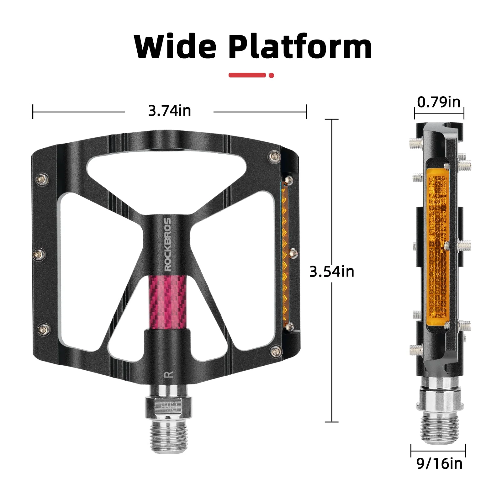 ROCKBROS Mountain Bike Pedals MTB Reflective Pedals CNC Non-Slip Lightweight Aluminum Alloy Bicycle Pedals - Image 3