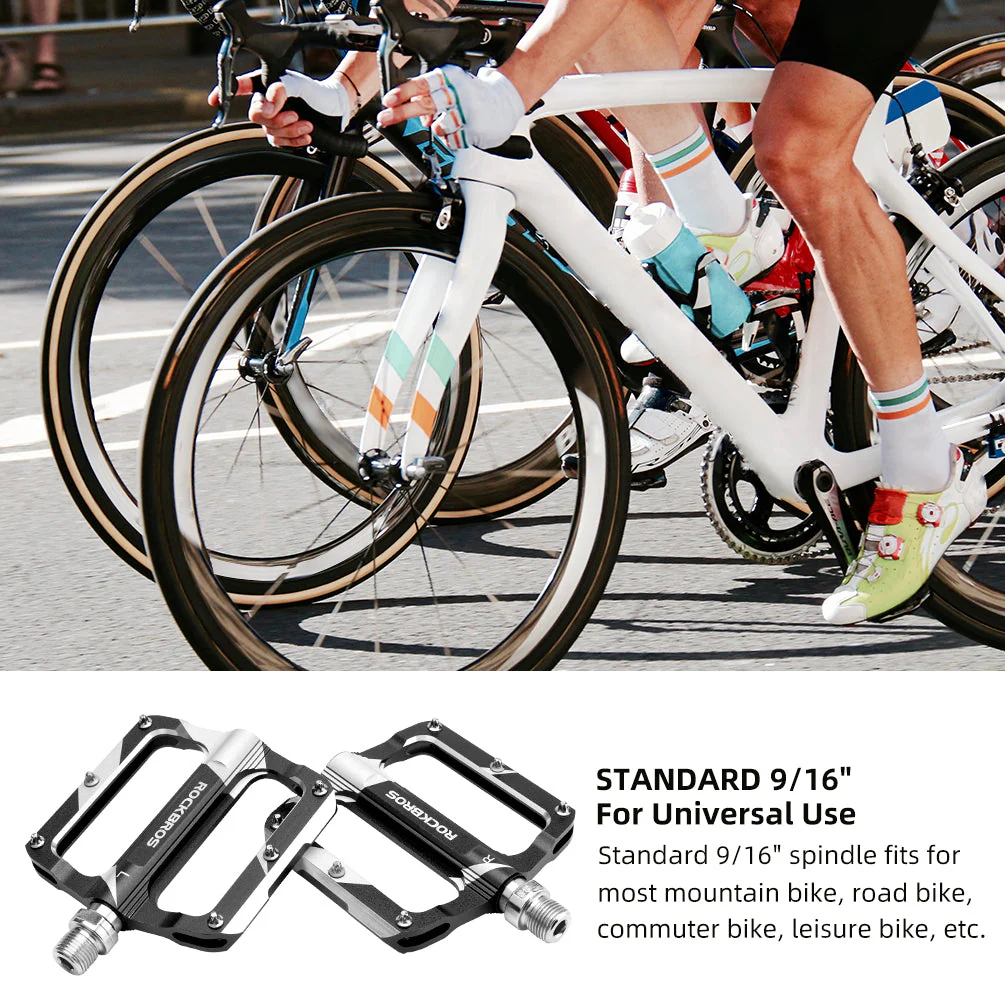 ROCKBROS Mountain MTB Bike Pedals Flat Bicycle 9/16 Lightweight Carbon Fiber Sealed Bearing Alloy Flat - Image 12