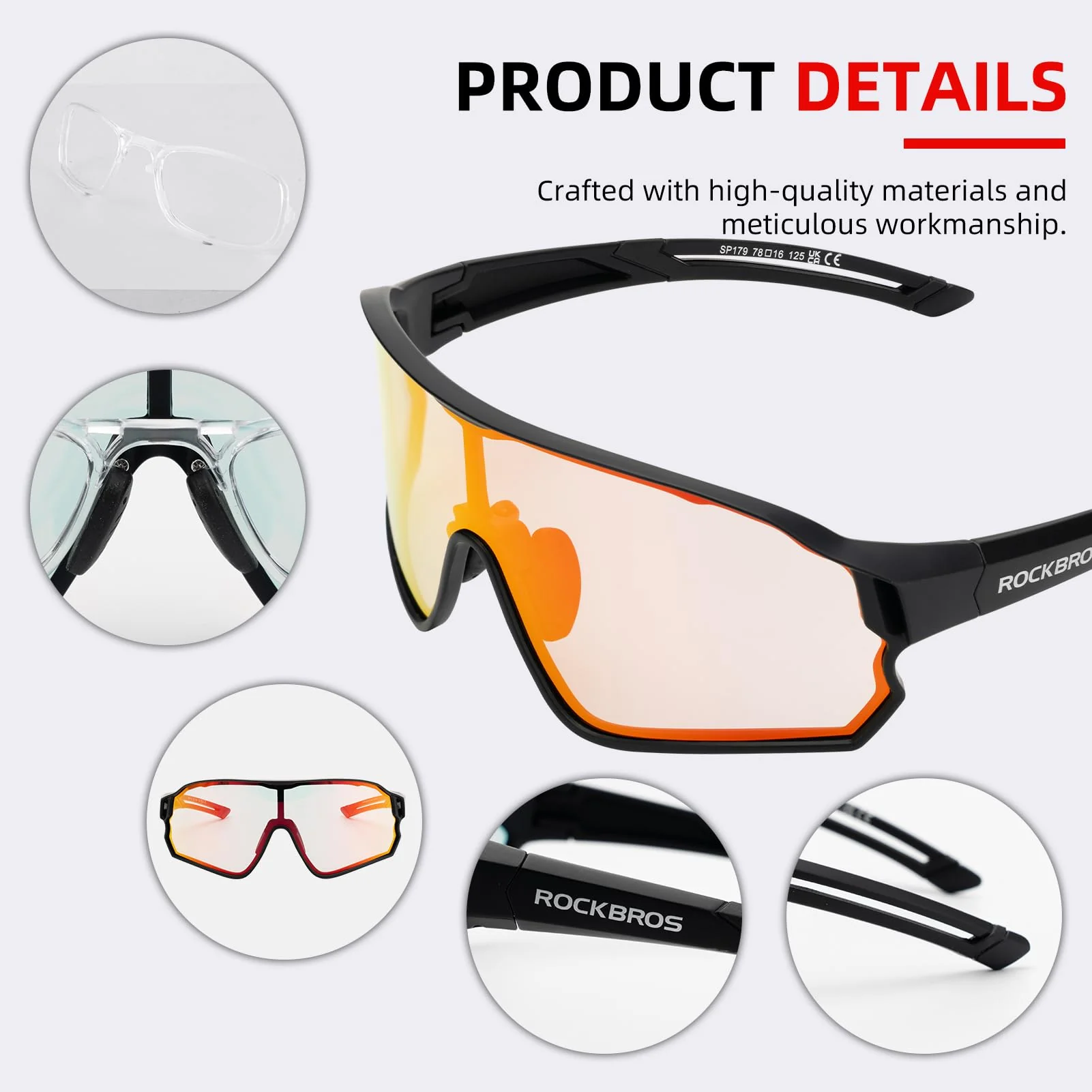 ROCKBROS Photochromic Sunglasses Thicken PC Lenses With UV400 Protection Coating - Image 8