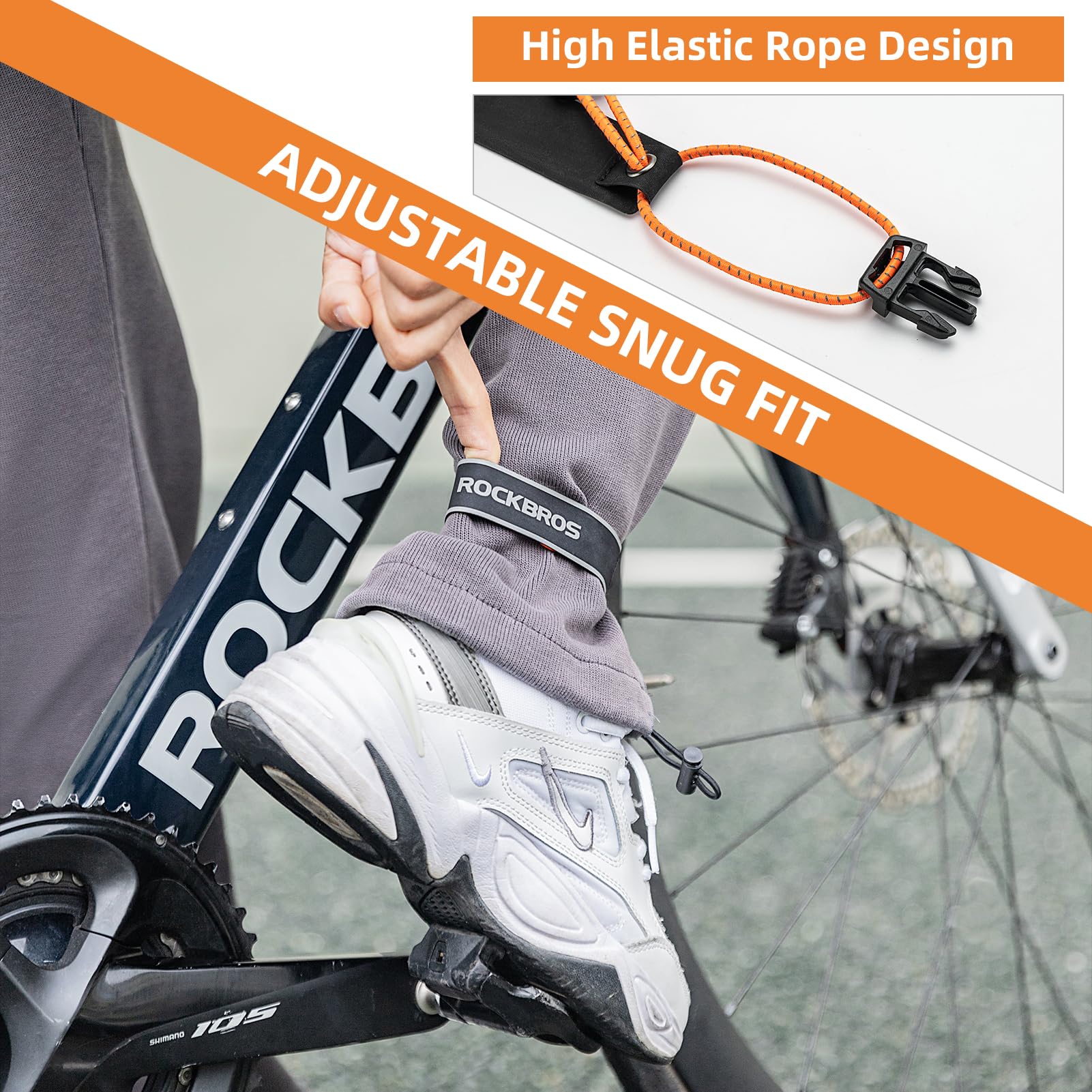 ROCKBROS Reflective Cycling Ankle Bands - Adjustable Pant Leg Straps - Image 3