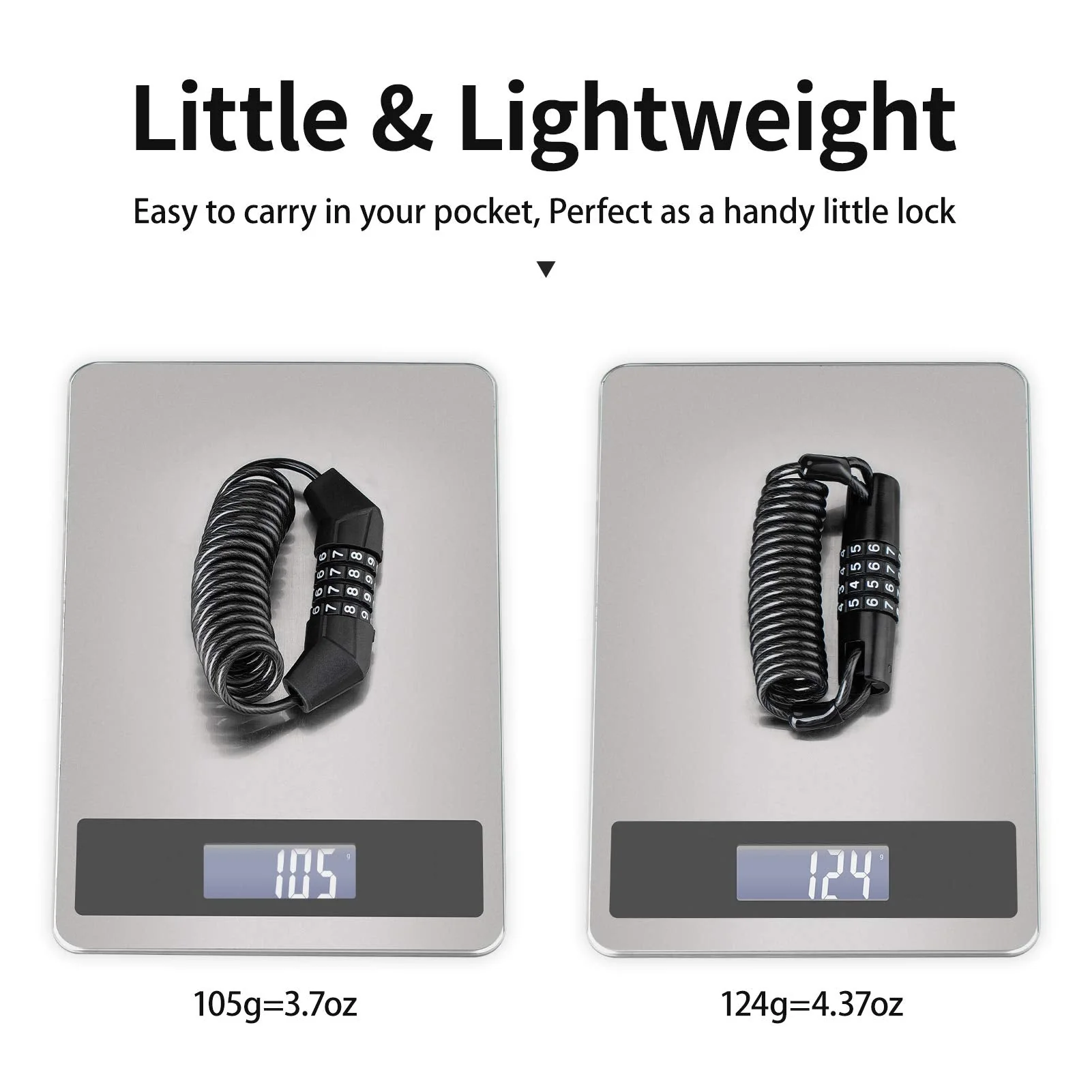 ROCKBROS Retractable Luggage Helmet Lock 4 Digit Little Black, 2Pcs - Image 2