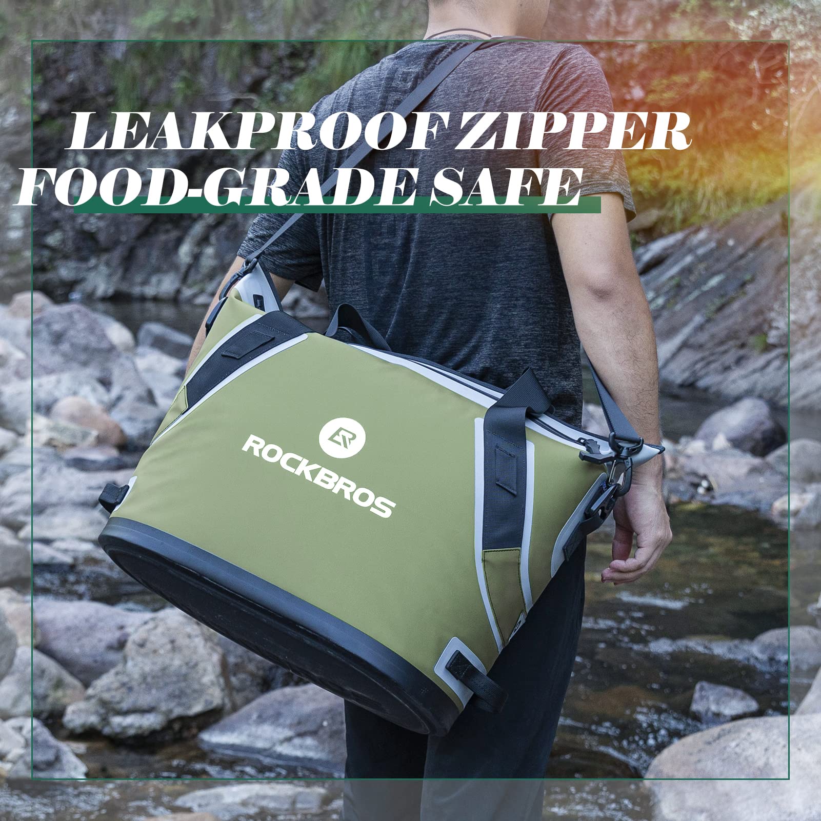 ROCKBROS Soft Cooler Insulated Leak Proof Cooler Bag Portable 36 Can - Image 12