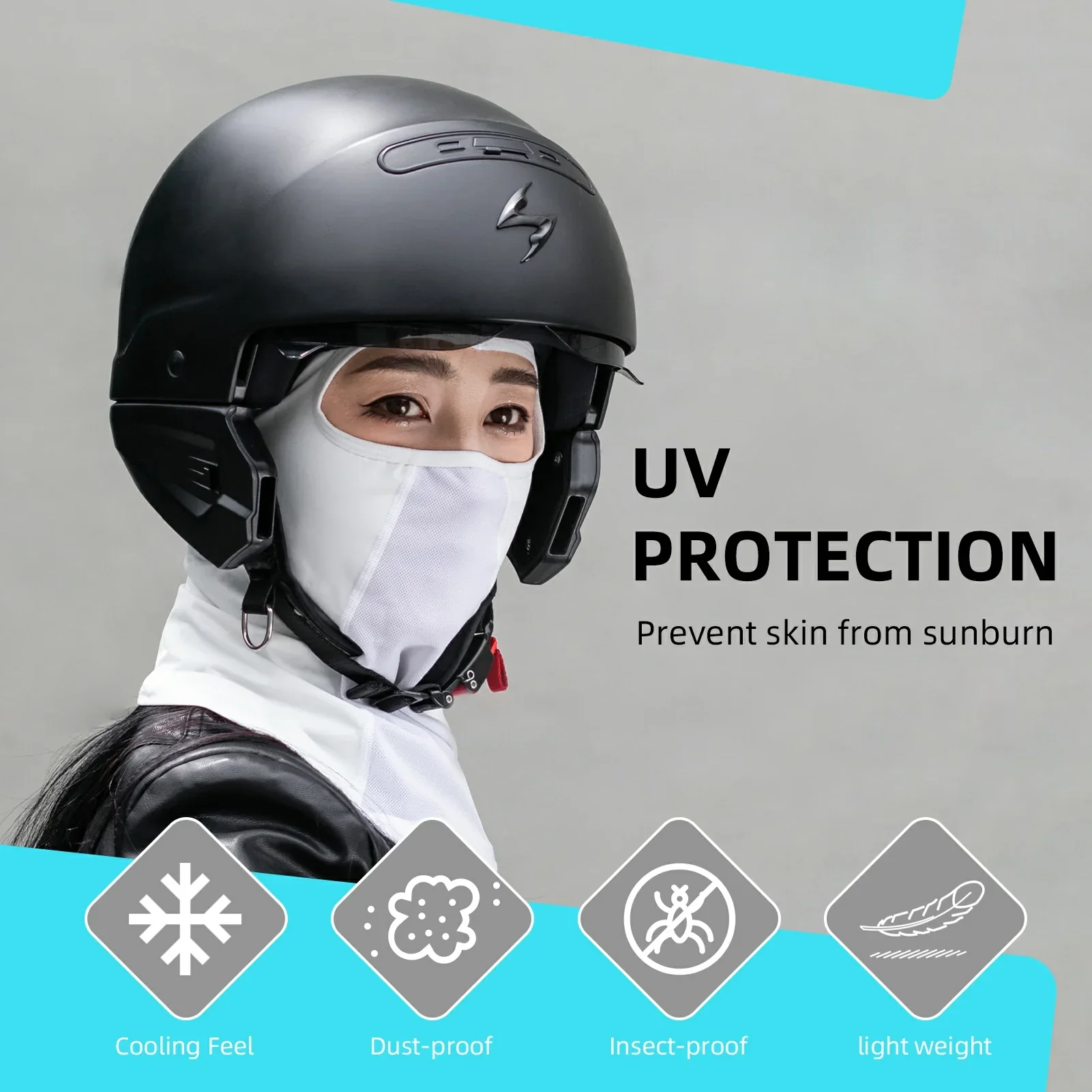 ROCKBROS Summer Balaclava Face Mask Cooling Neck Gaiter Breathable Face Covering - Image 2