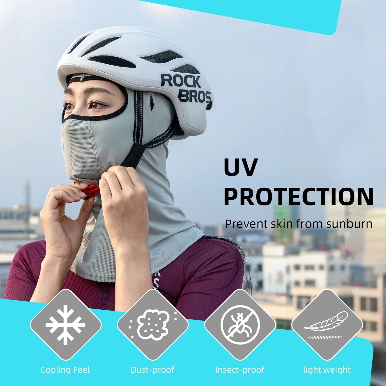 ROCKBROS Summer Balaclava Face Mask Cooling Neck Gaiter Breathable Face Covering - Image 8