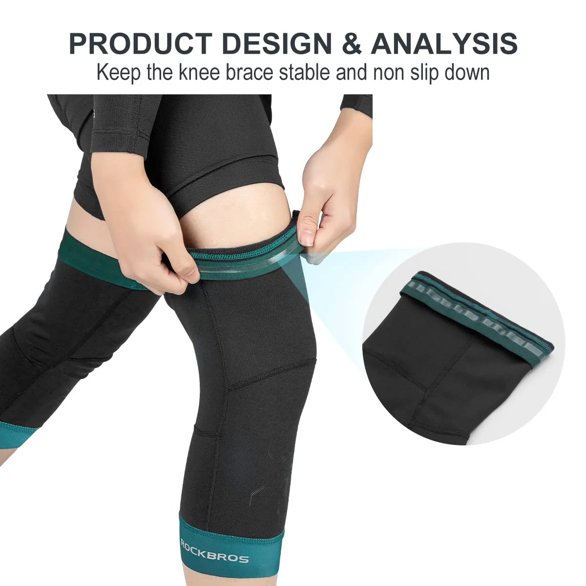 ROCKBROS Thermal Knee Warmer Men Anti-Slip Knee Brace Sleeves for Winter Cycling  Basketball - Image 2