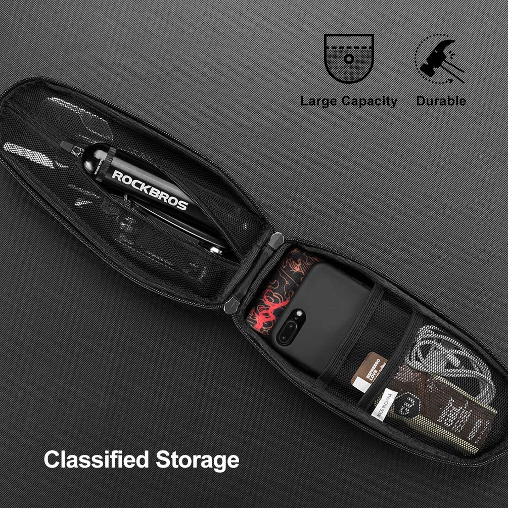 ROCKBROS Top Tube Bike Bag Bike Front Frame Bag EVA Bicycle Bag Below 6.2"/6.5" - Image 4