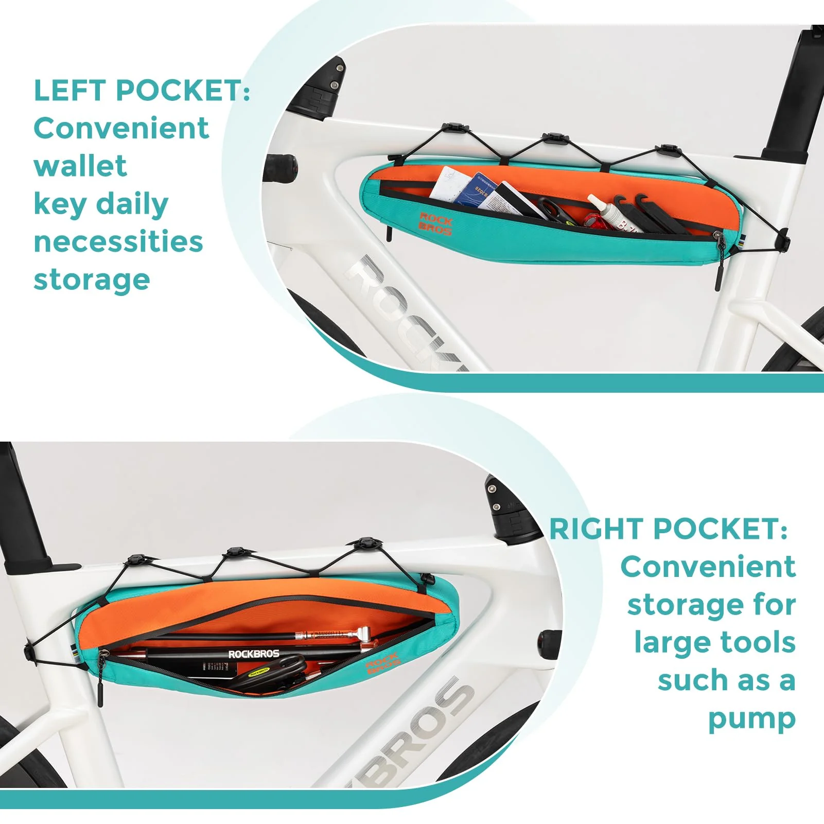 ROCKBROS Urban Rider Series Bike Frame Bag 1.5L Triangle Storage Pouch - Image 7