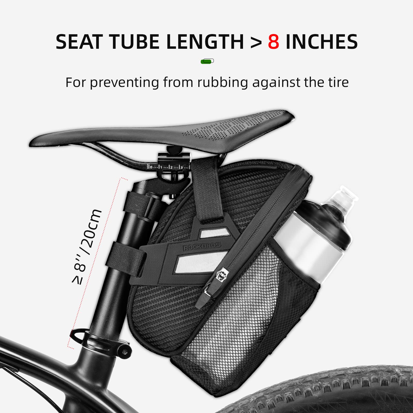Waterproof Bike Saddle Bag with Bottle Holder - Image 12