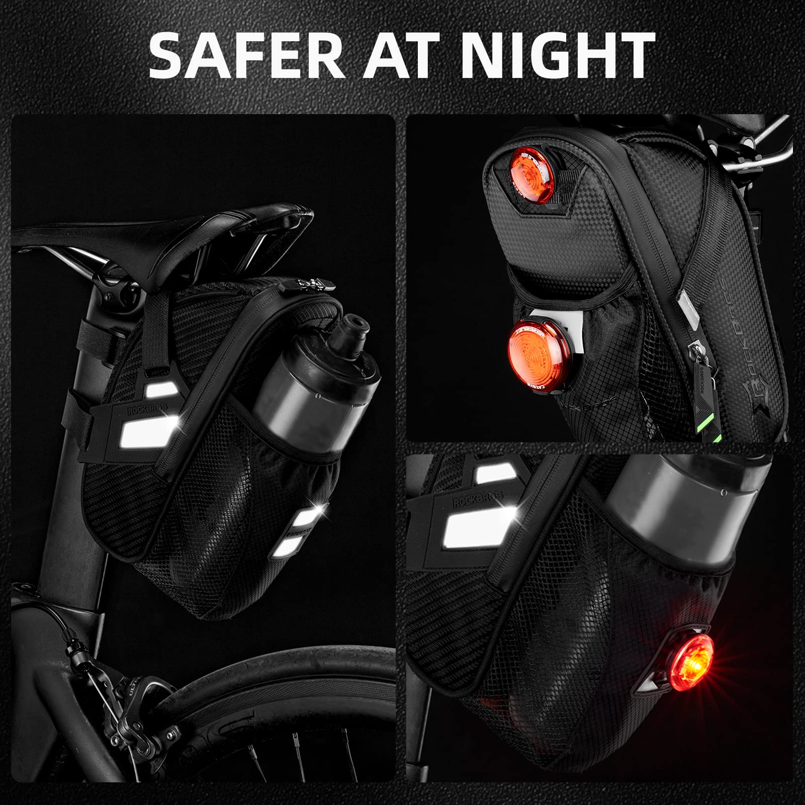 Waterproof Bike Saddle Bag with Bottle Holder - Image 3
