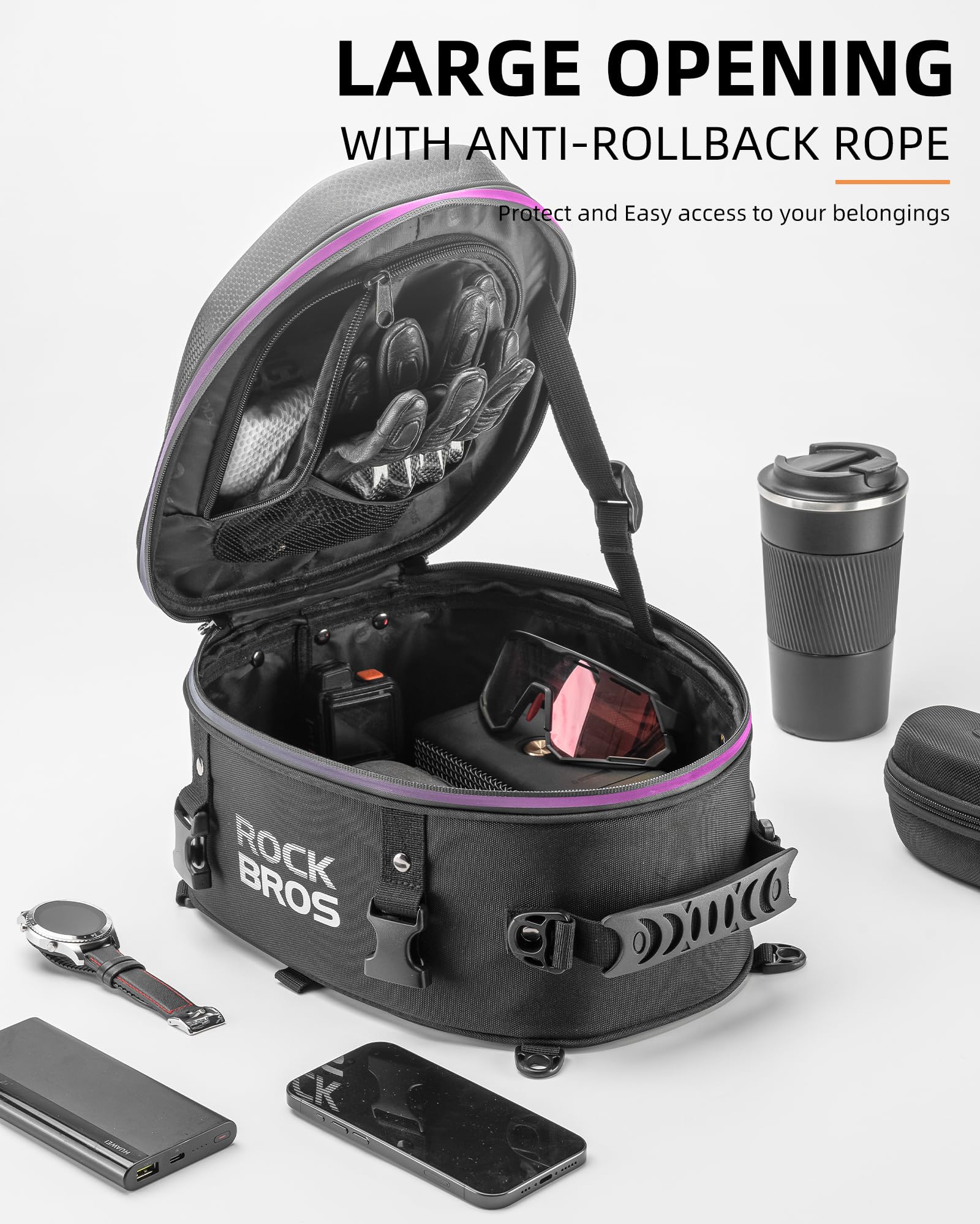 ROCKBROS Waterproof Tail Motorcycle Tail Rear Seat Bag 12.5L Storage Backpacks Hard Shell - Image 2