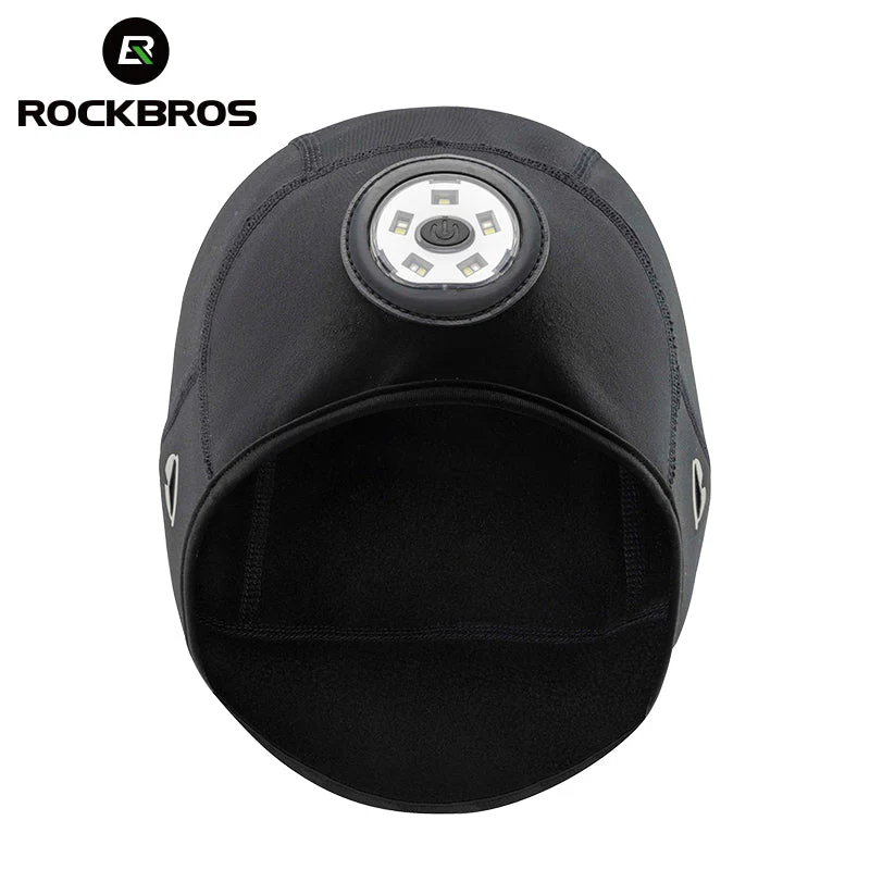 ROCKBROS Winter Bike Skull Cap Thermal Cycling Helmet Liner Headwear with Light - Image 8