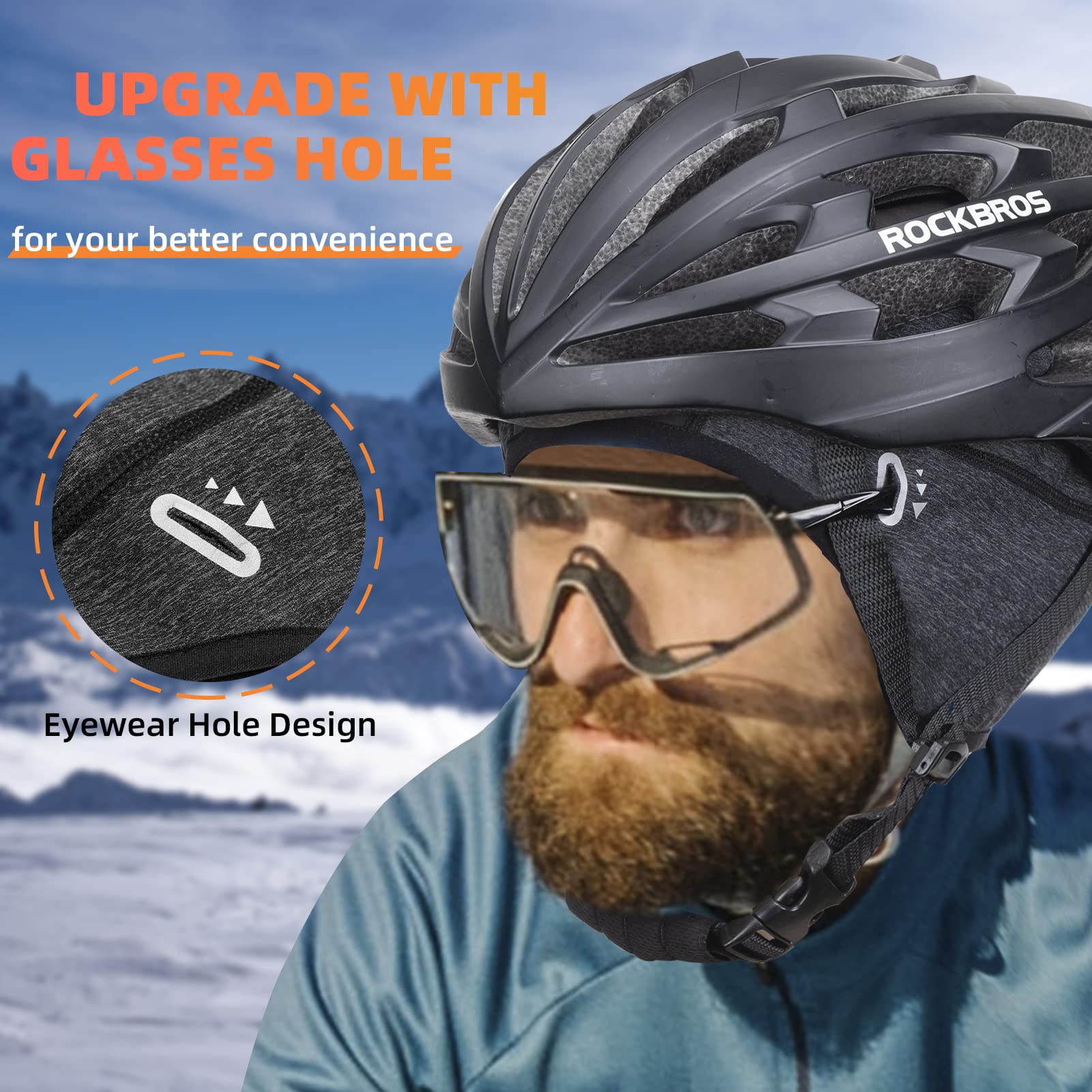 ROCKBROS Winter Cycling Caps for Men Women Windproof Hat with Sun Visor Under Helmet Liner - Image 2