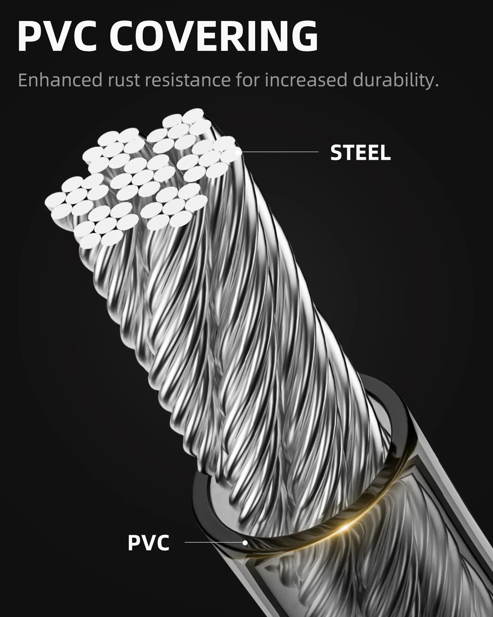 ROCKRBOS Bike Cable Lock with Key, ABS Lock Shell, 2 Keys & 1 Mount Bracket - Image 3