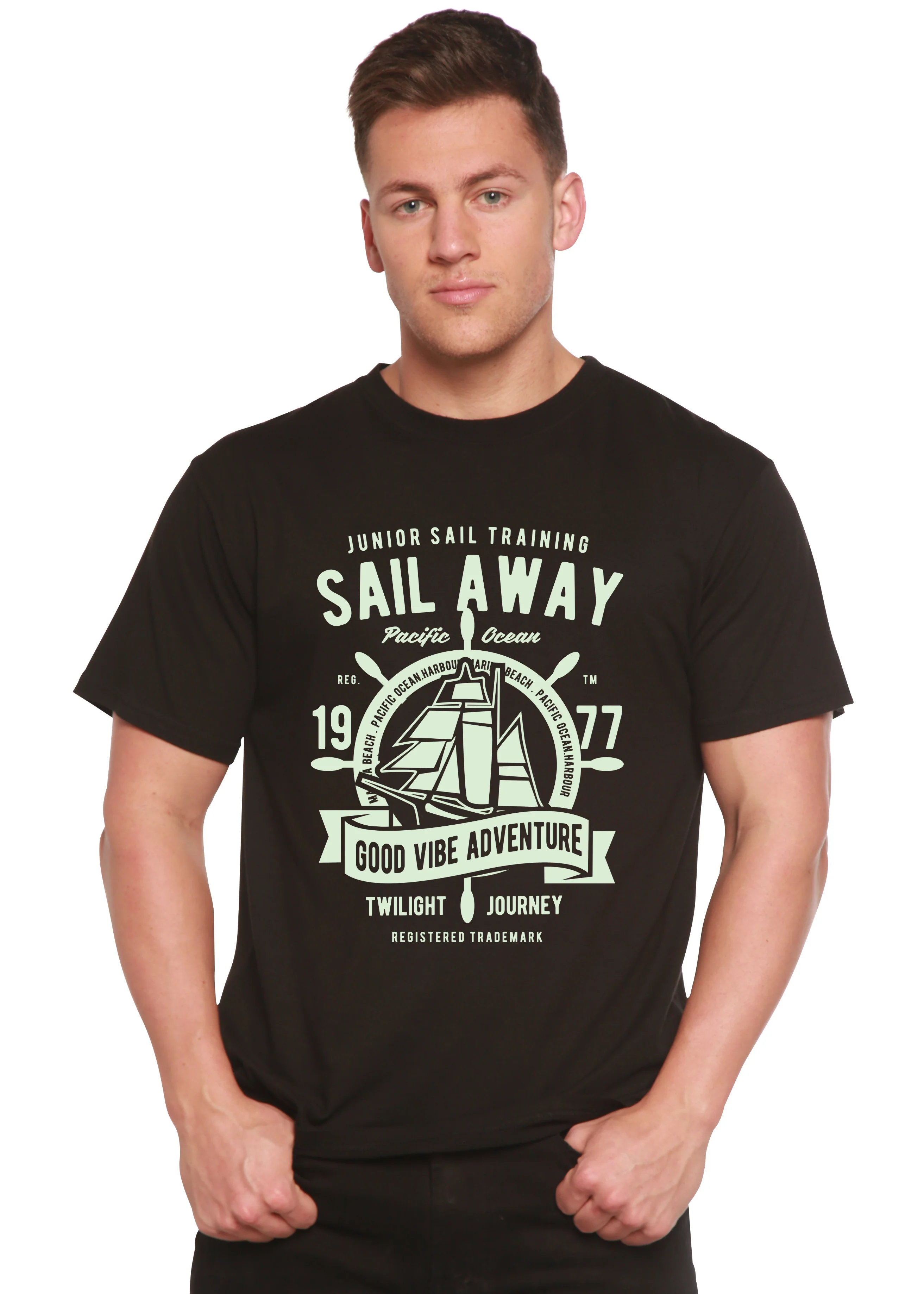 Sail Away Spun Bamboo® Men's Bamboo Viscose/Organic Cotton Short Sleeve Graphic T-Shirt - Image 2
