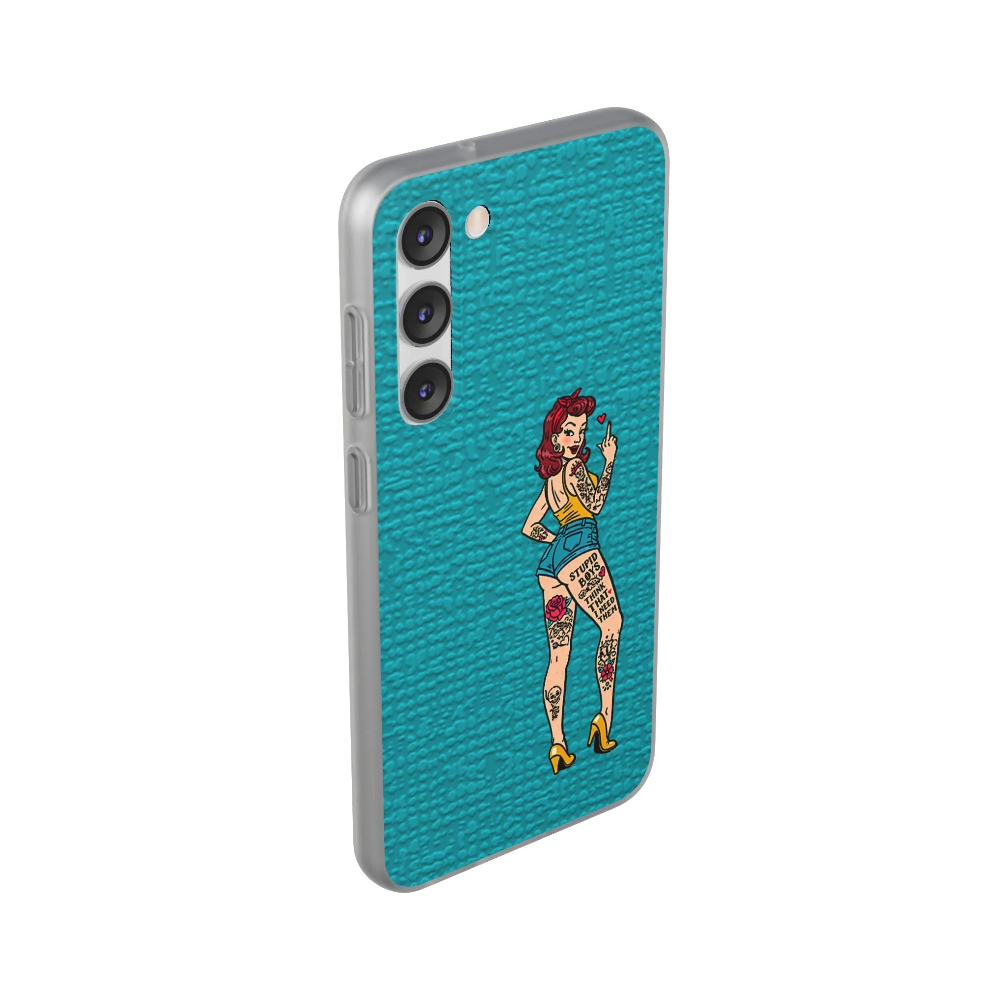 Sassy Pin-Up Stupid Boys Teal Flexi Phone Case - Image 110