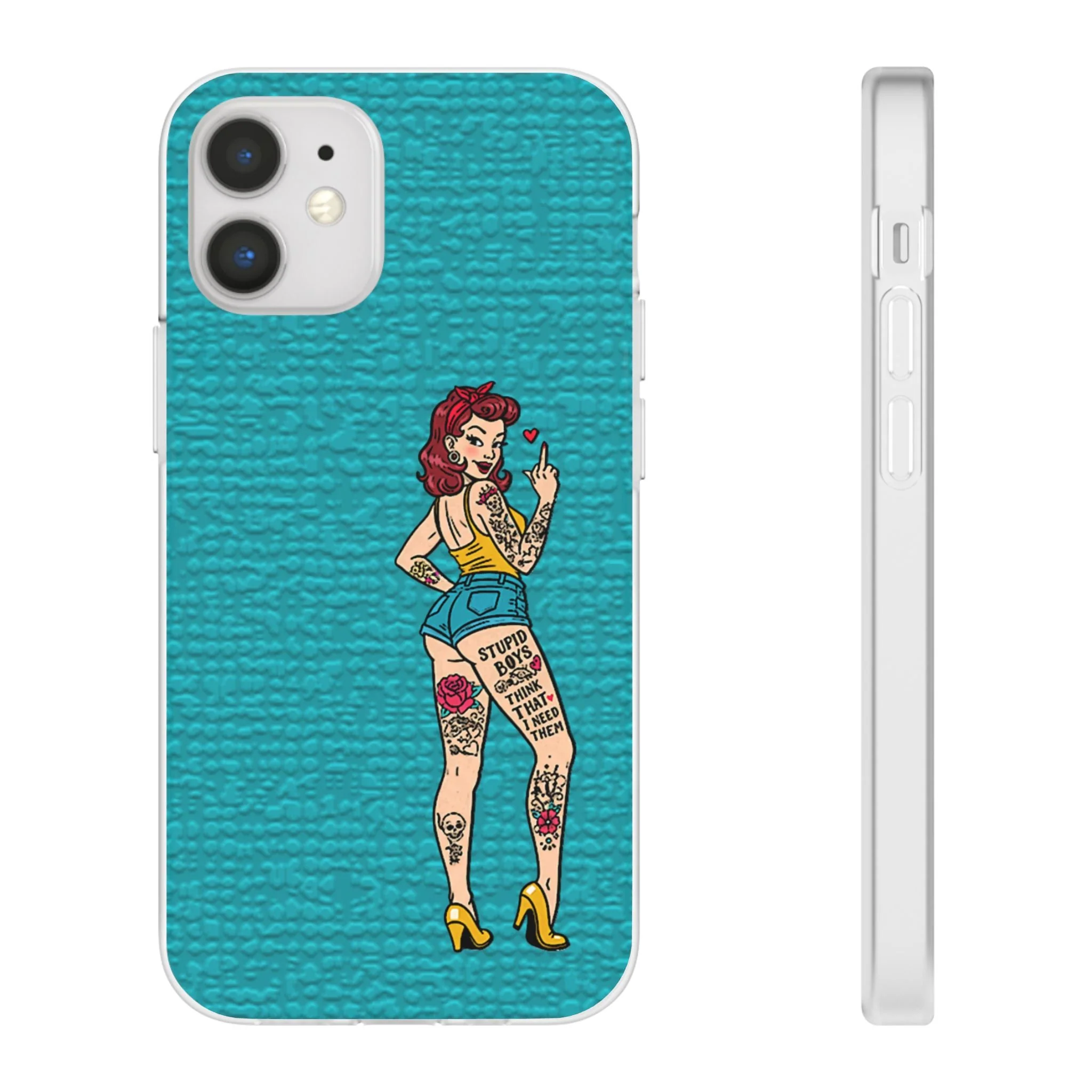 Sassy Pin-Up Stupid Boys Teal Flexi Phone Case - Image 12