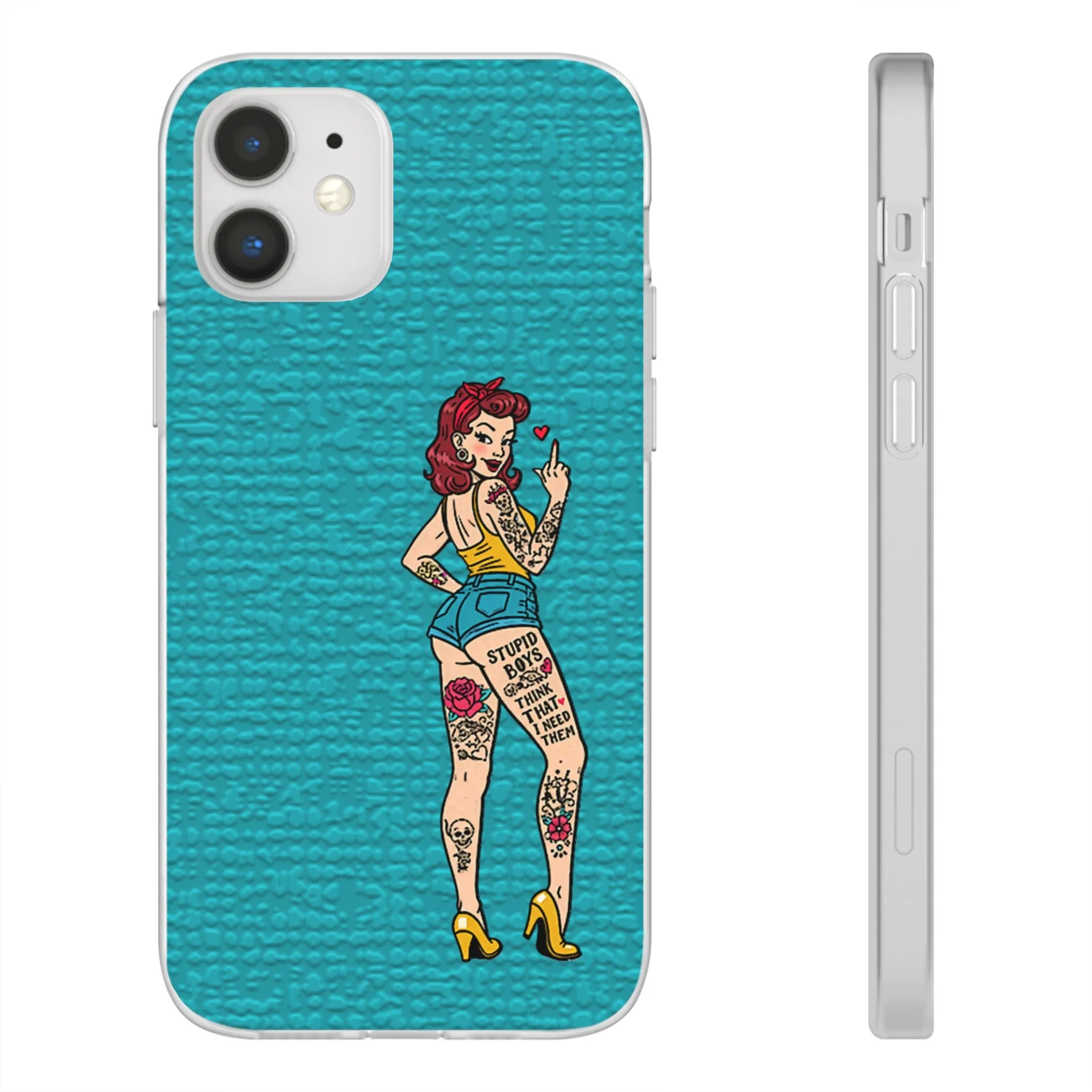 Sassy Pin-Up Stupid Boys Teal Flexi Phone Case - Image 13