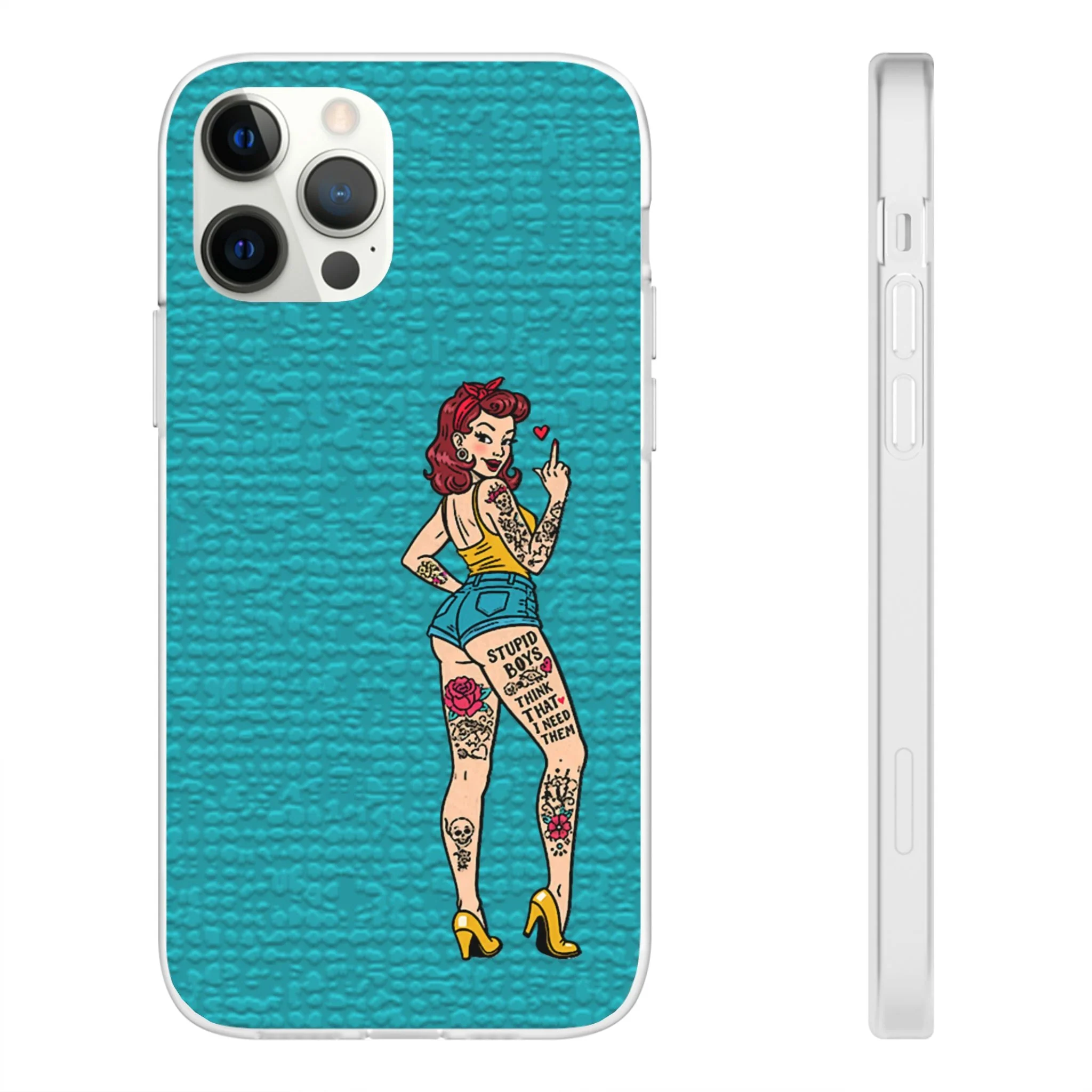 Sassy Pin-Up Stupid Boys Teal Flexi Phone Case - Image 14