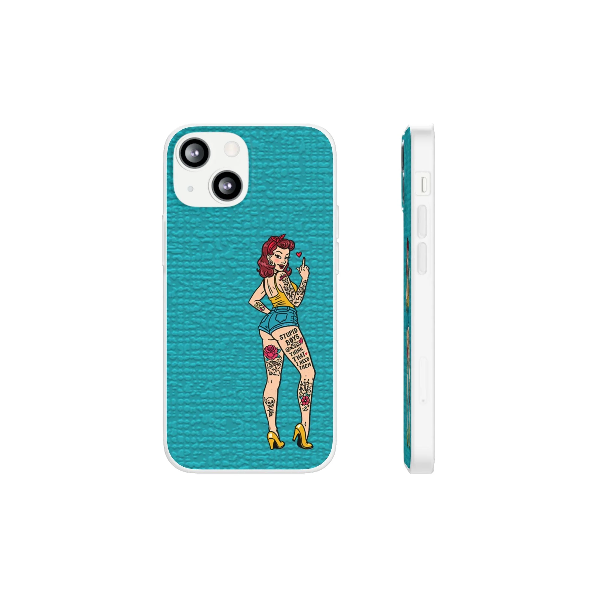 Sassy Pin-Up Stupid Boys Teal Flexi Phone Case - Image 17